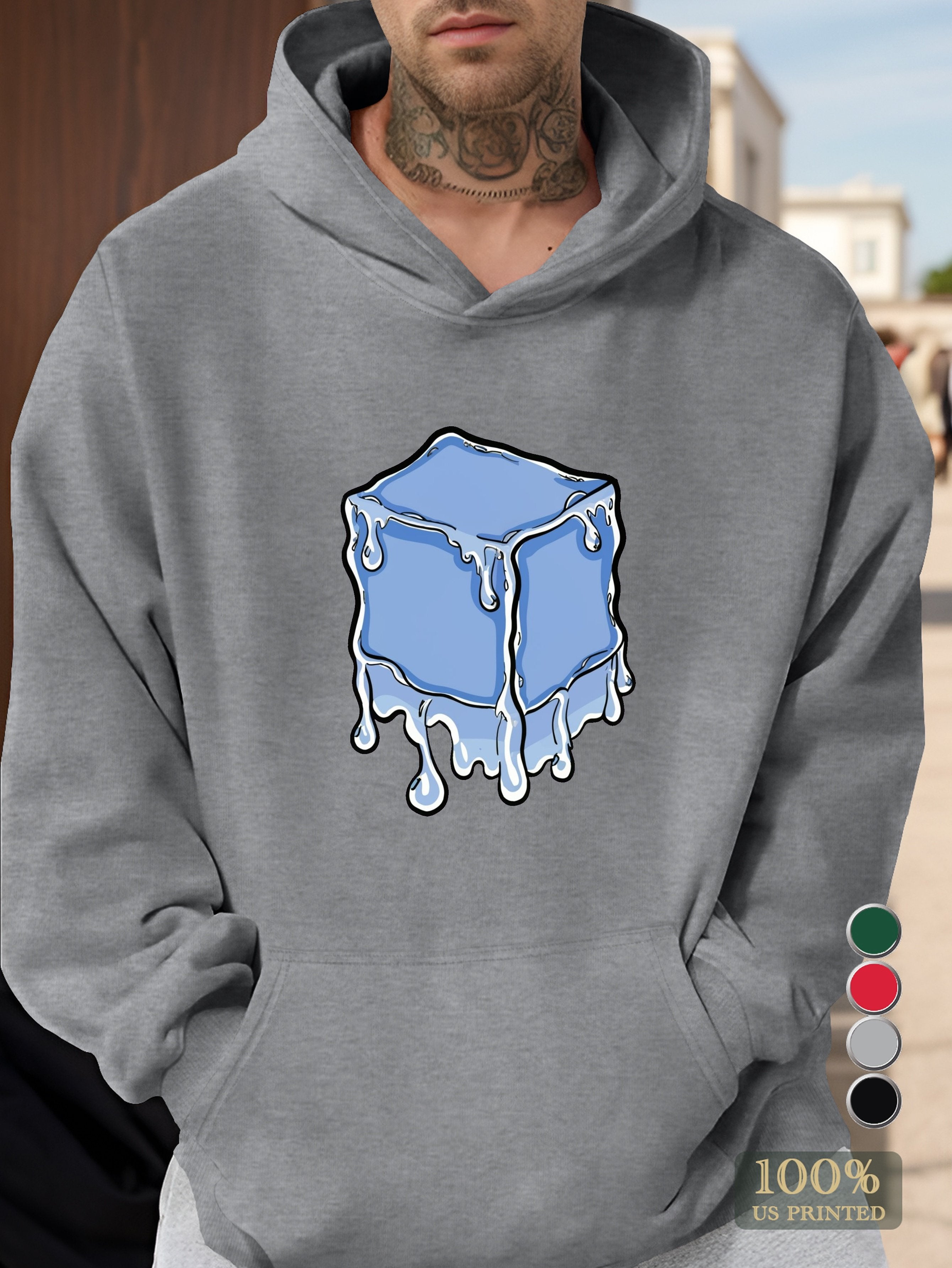 colorful melting ice block Men's hooded sweatshirt