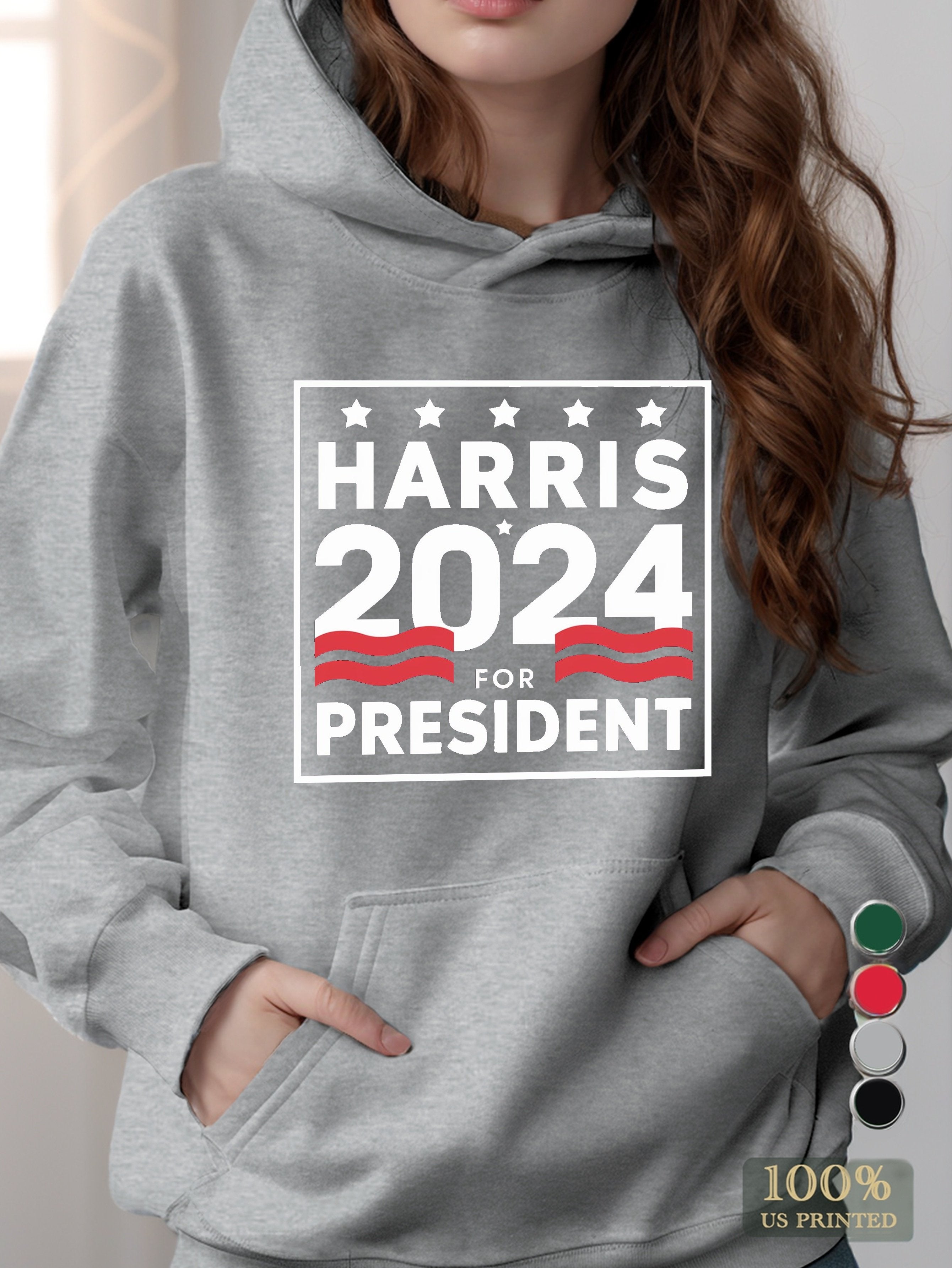 HARRIS 2024 campaign design women's hooded sweatshirt