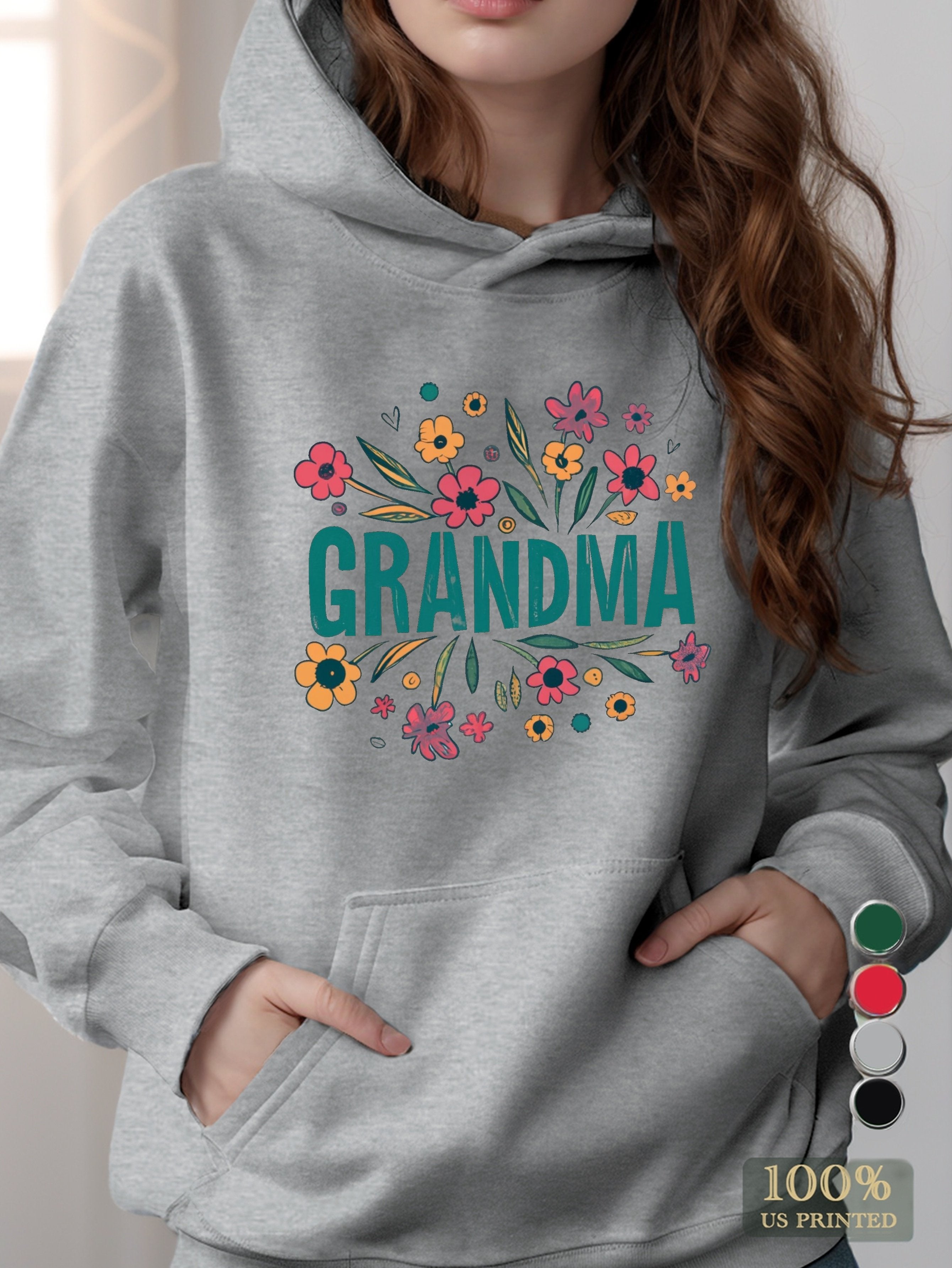 grandma t shirt wildflowers women's hooded sweatshirt