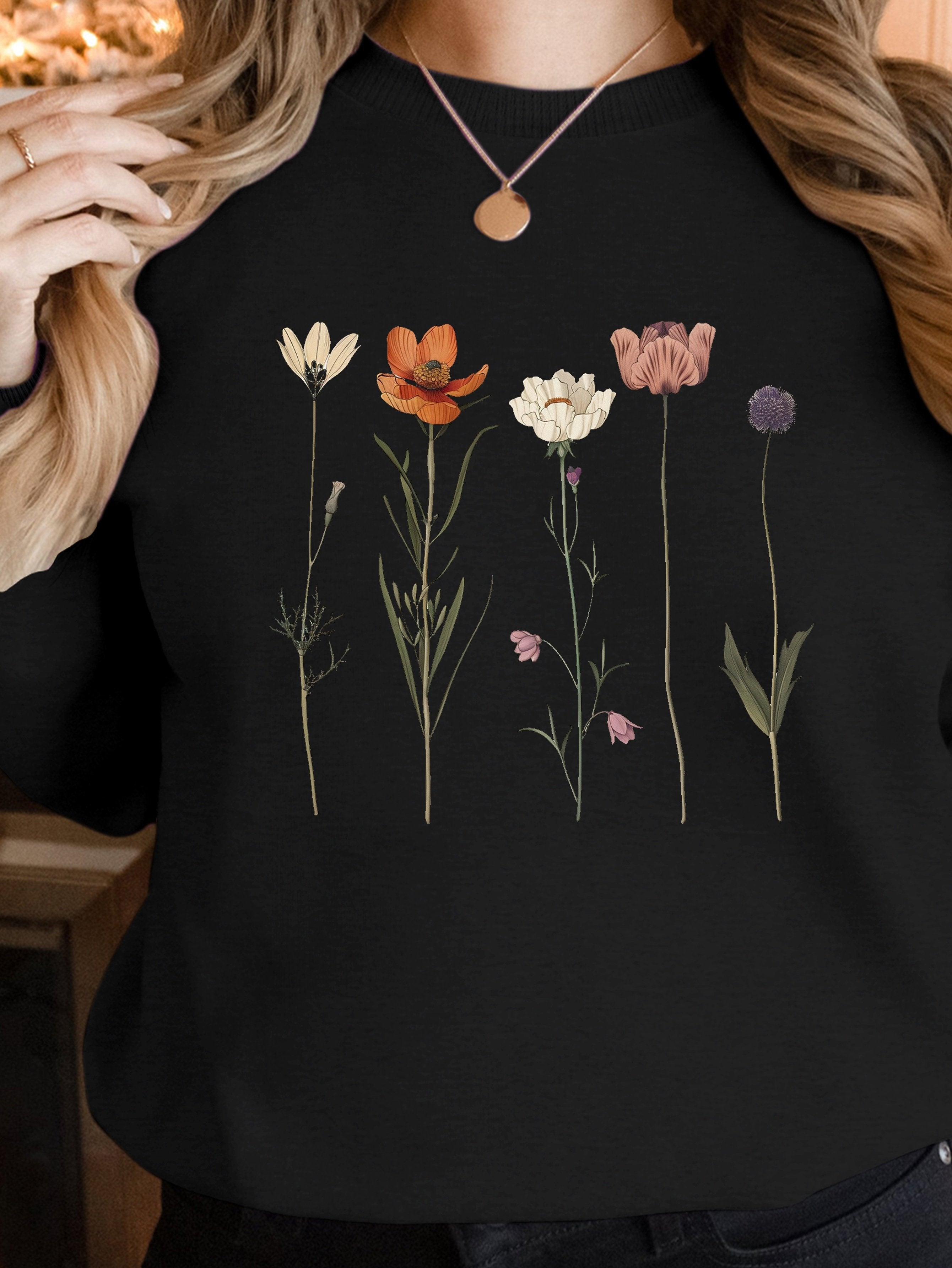 Vintage Botanical Flower Illustrations women's sweatshirts