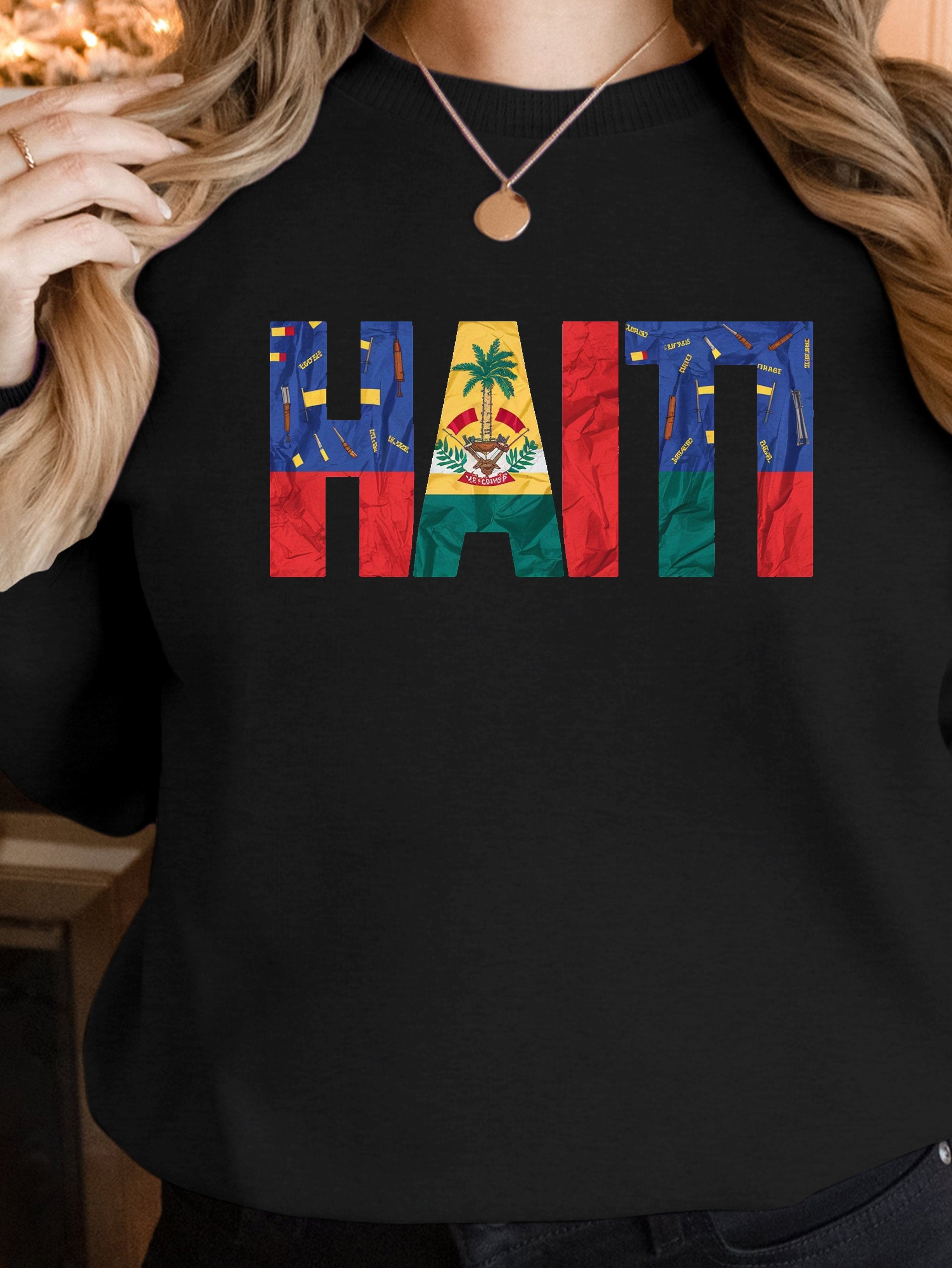 HAITI in bold letters women's sweatshirts