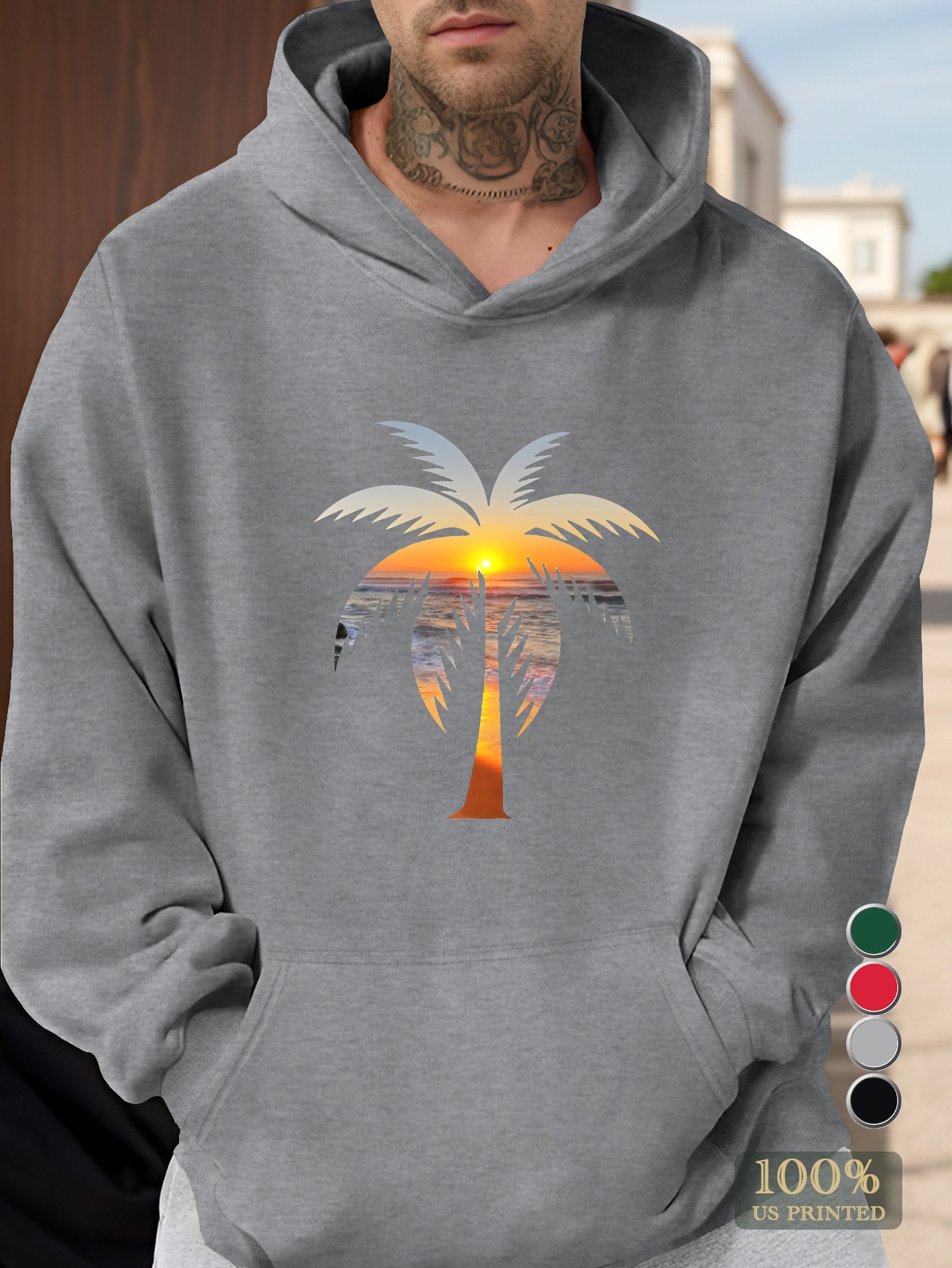 Coconut tree Men's hooded sweatshirt