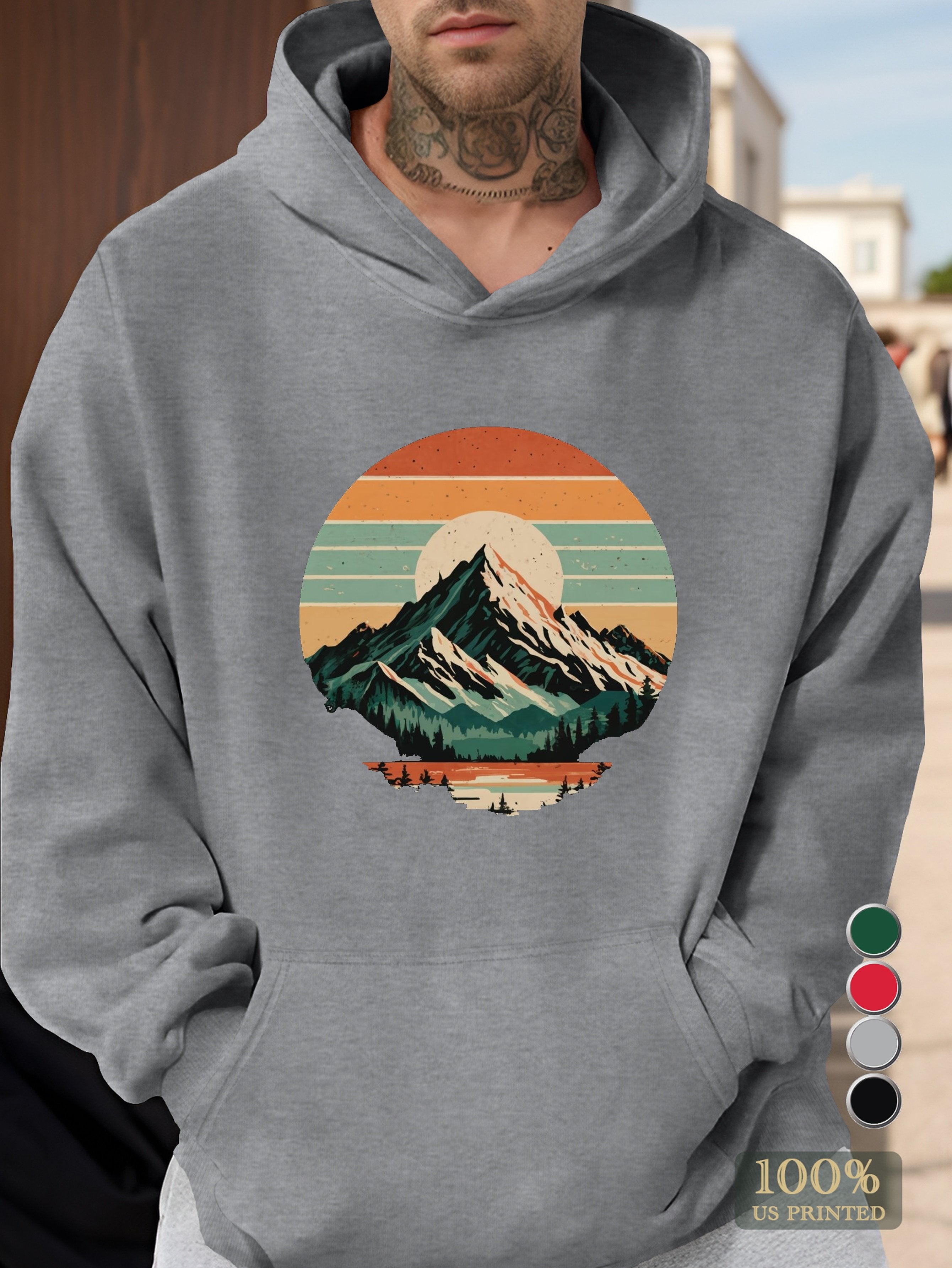 Snow Mountain Vintage Sunset Men's hooded sweatshirt