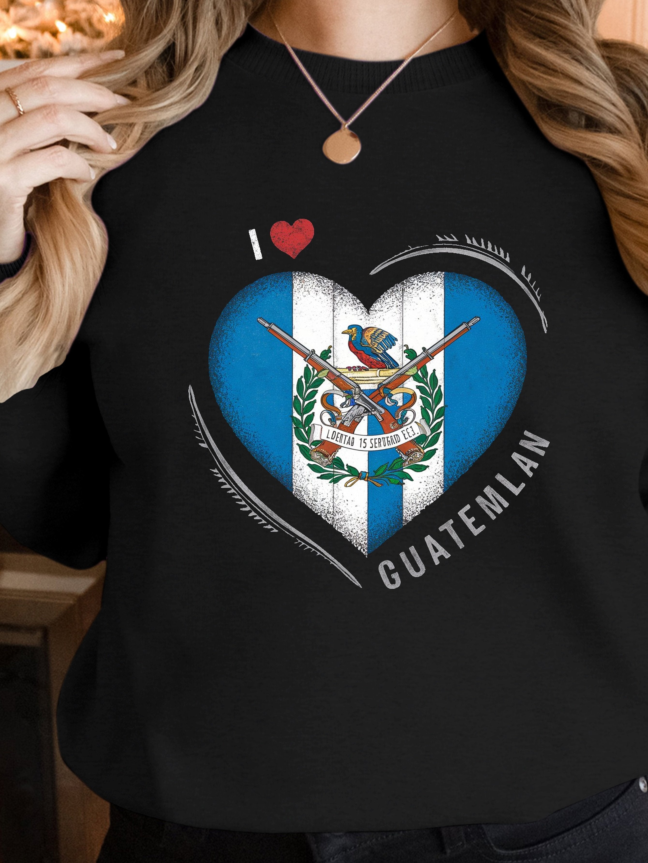 heart shaped Guatemalan flag women's sweatshirts