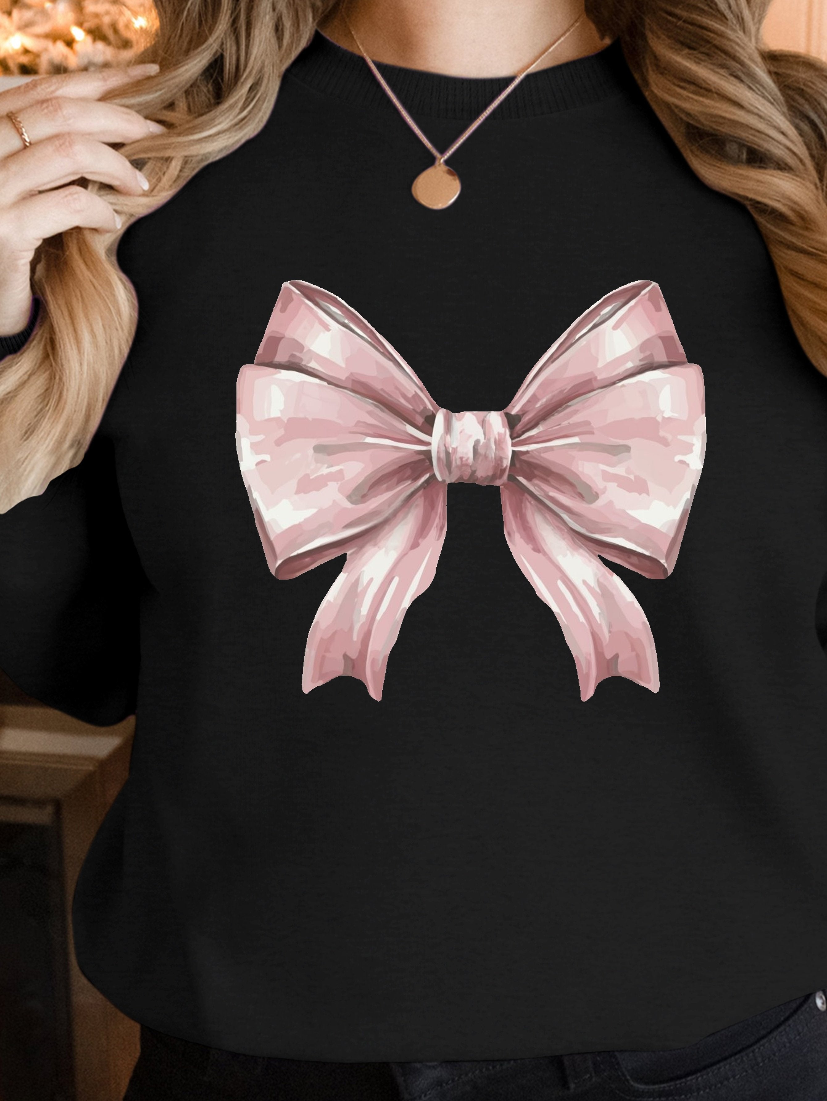 Elegant watercolor pink bow women's sweatshirts