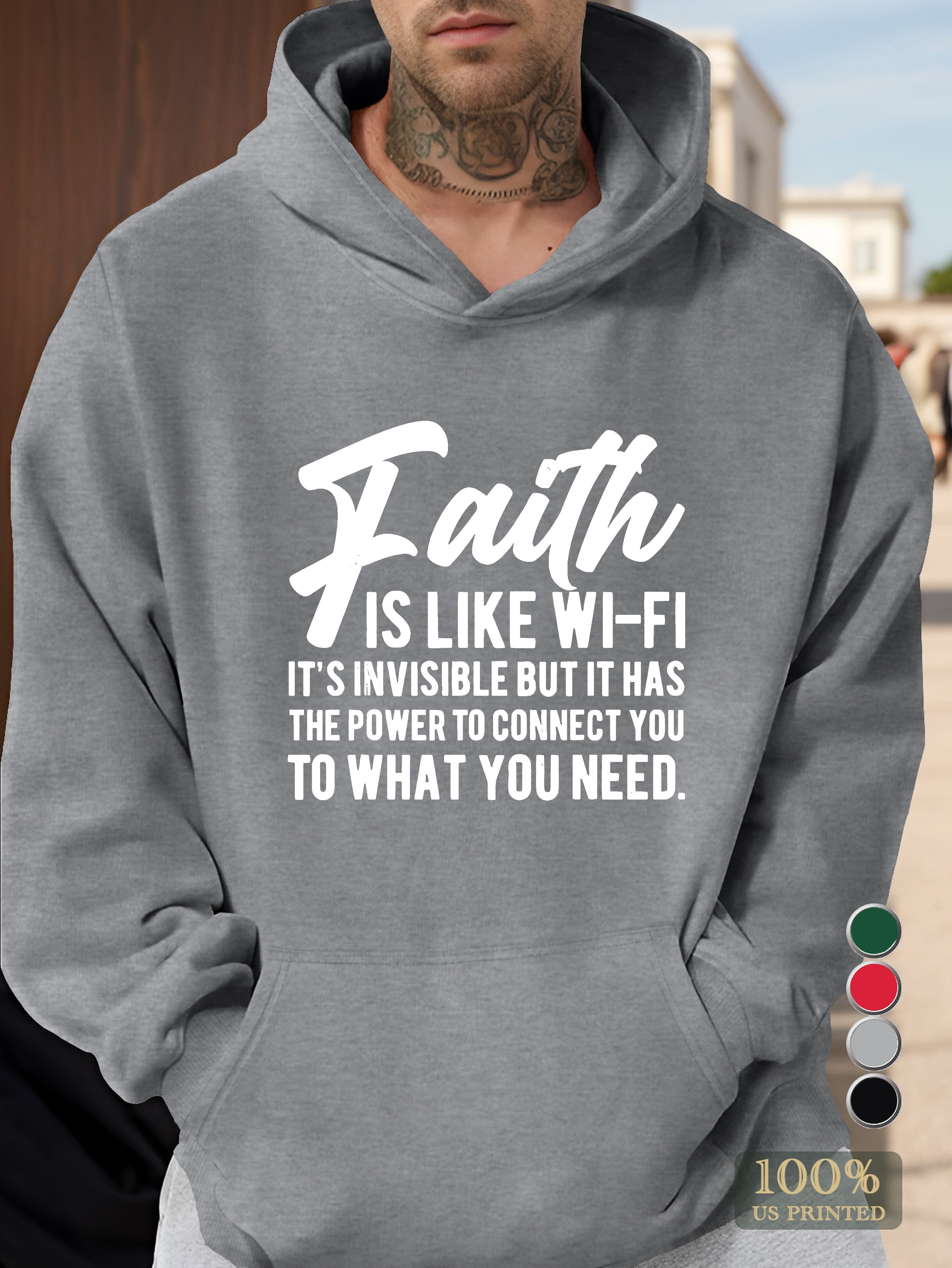 FAITH LIKE WI FI Men's hooded sweatshirt