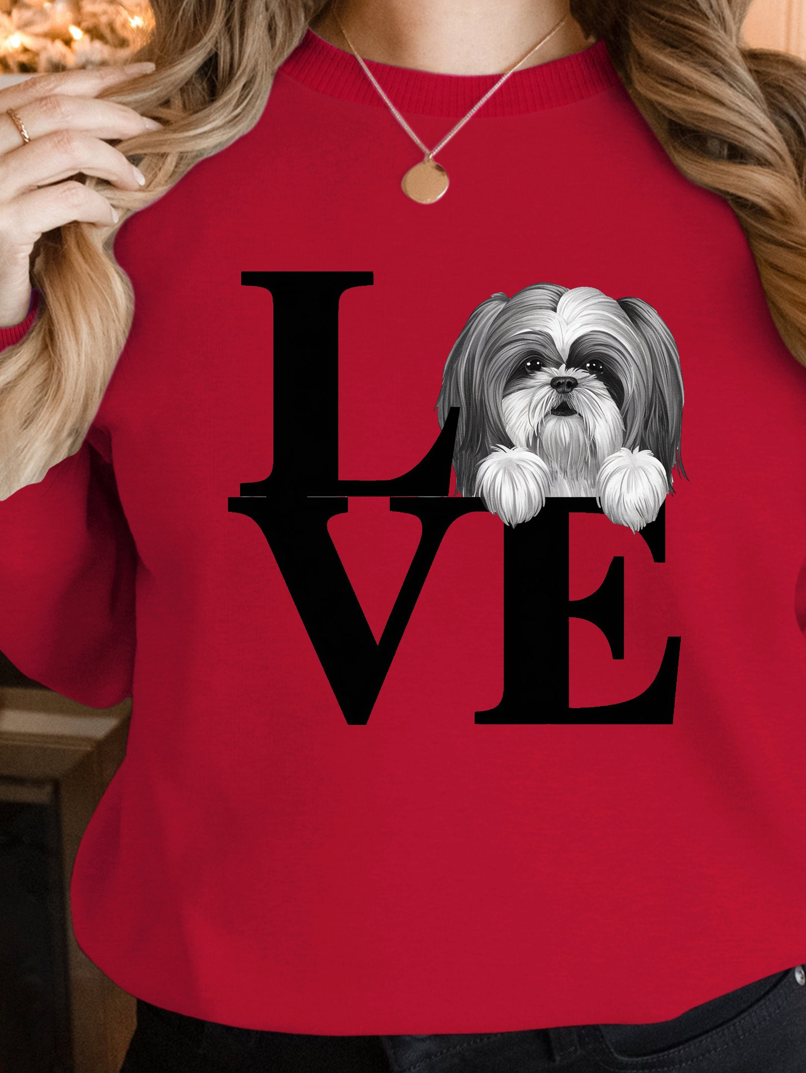 Shih Tzu LOVE illustration women's sweatshirts