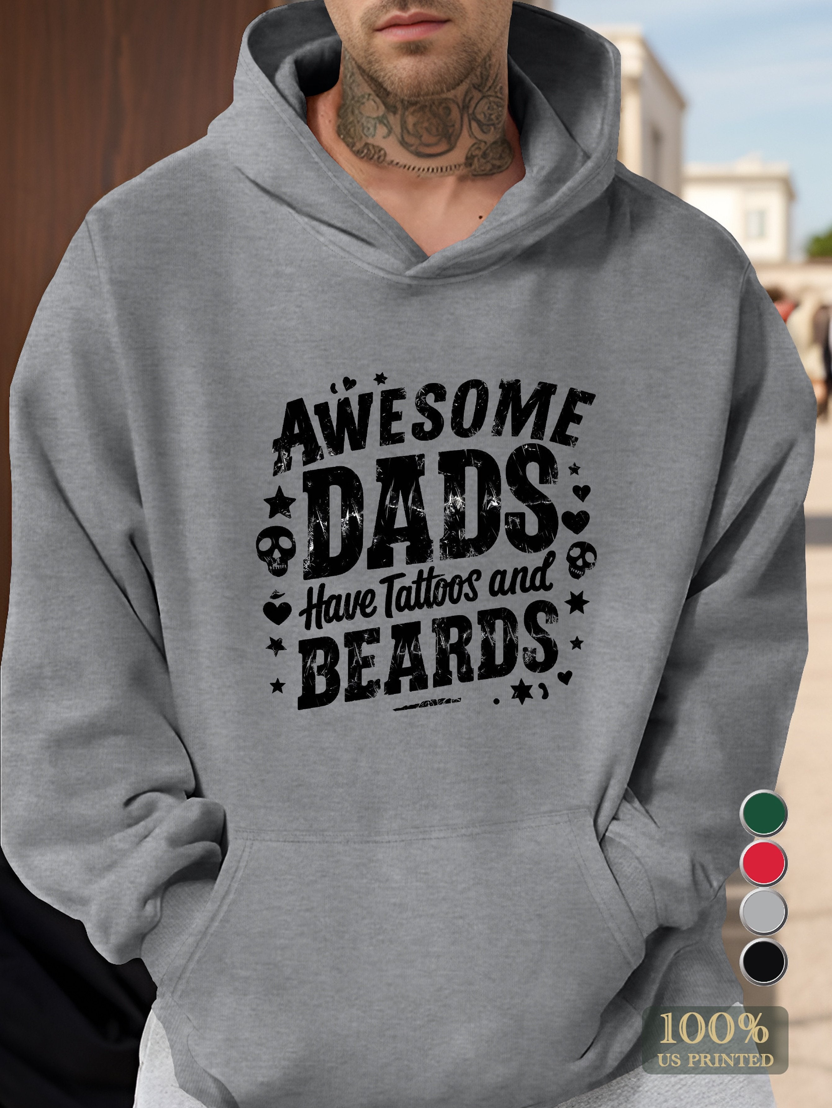 Awesome Dads with Tattoos and Beards Men's hooded sweatshirt