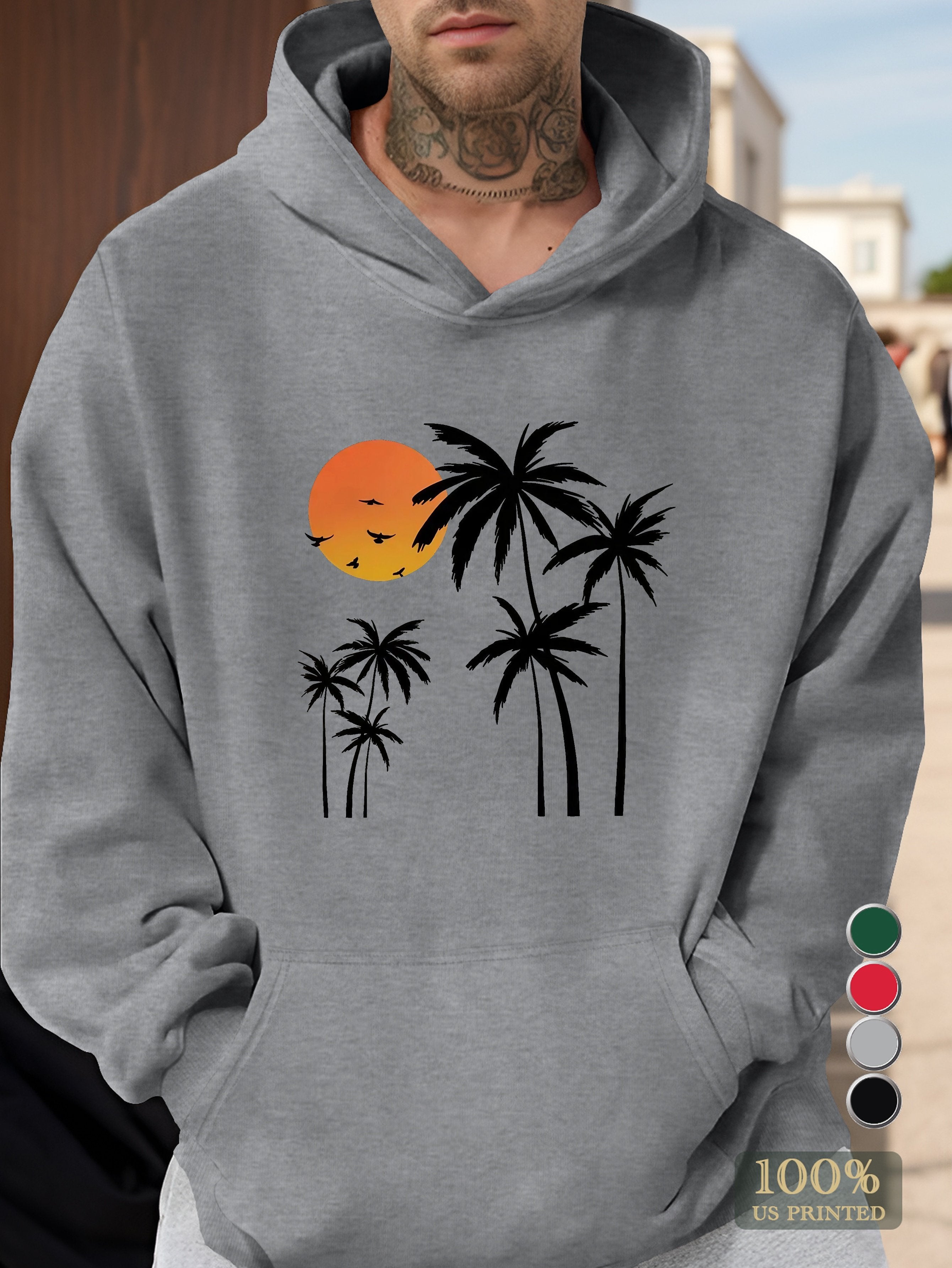 Coconut Trees At Dusk Men's hooded sweatshirt