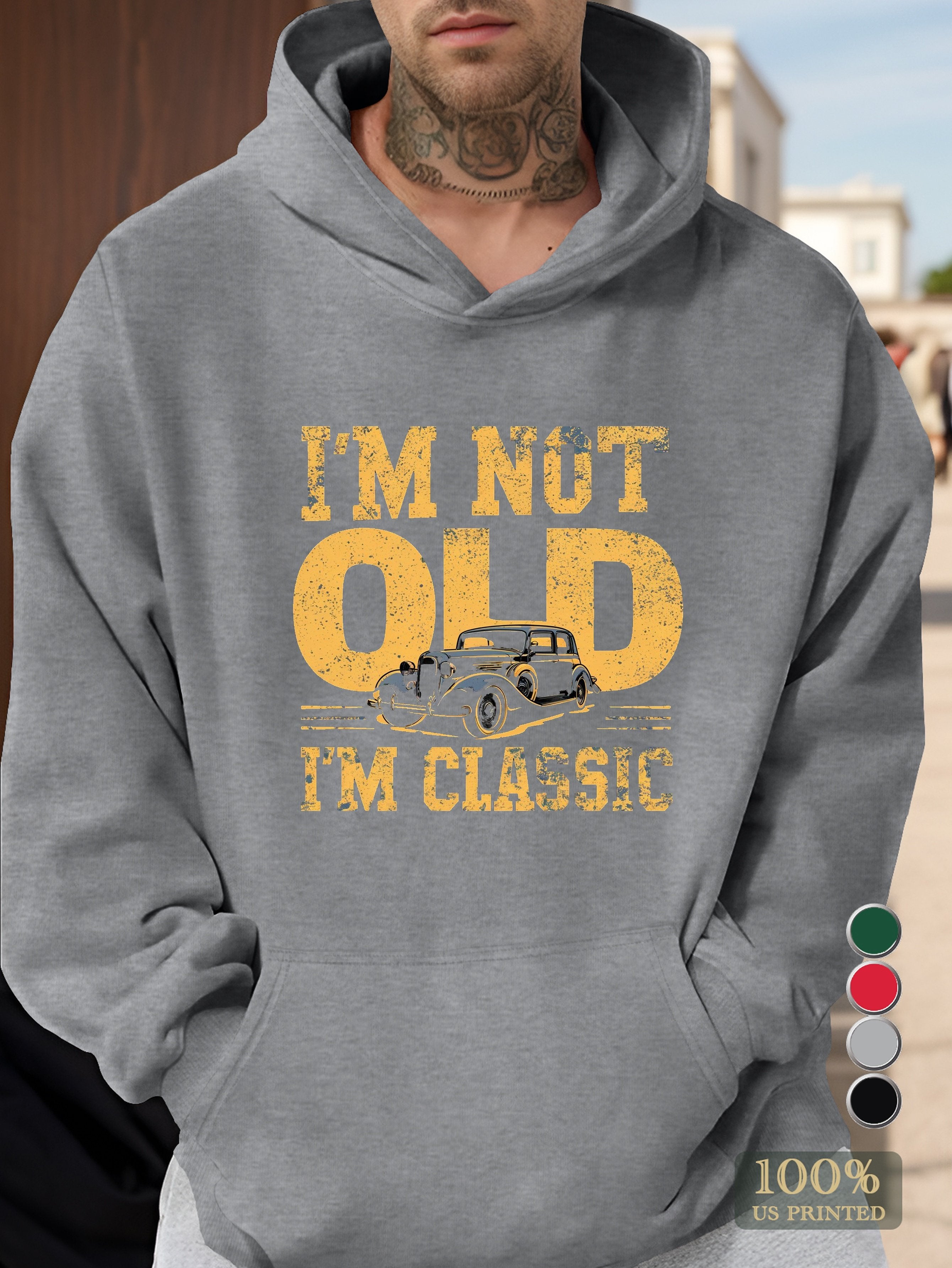 Classic Car Vintage Style Men's hooded sweatshirt