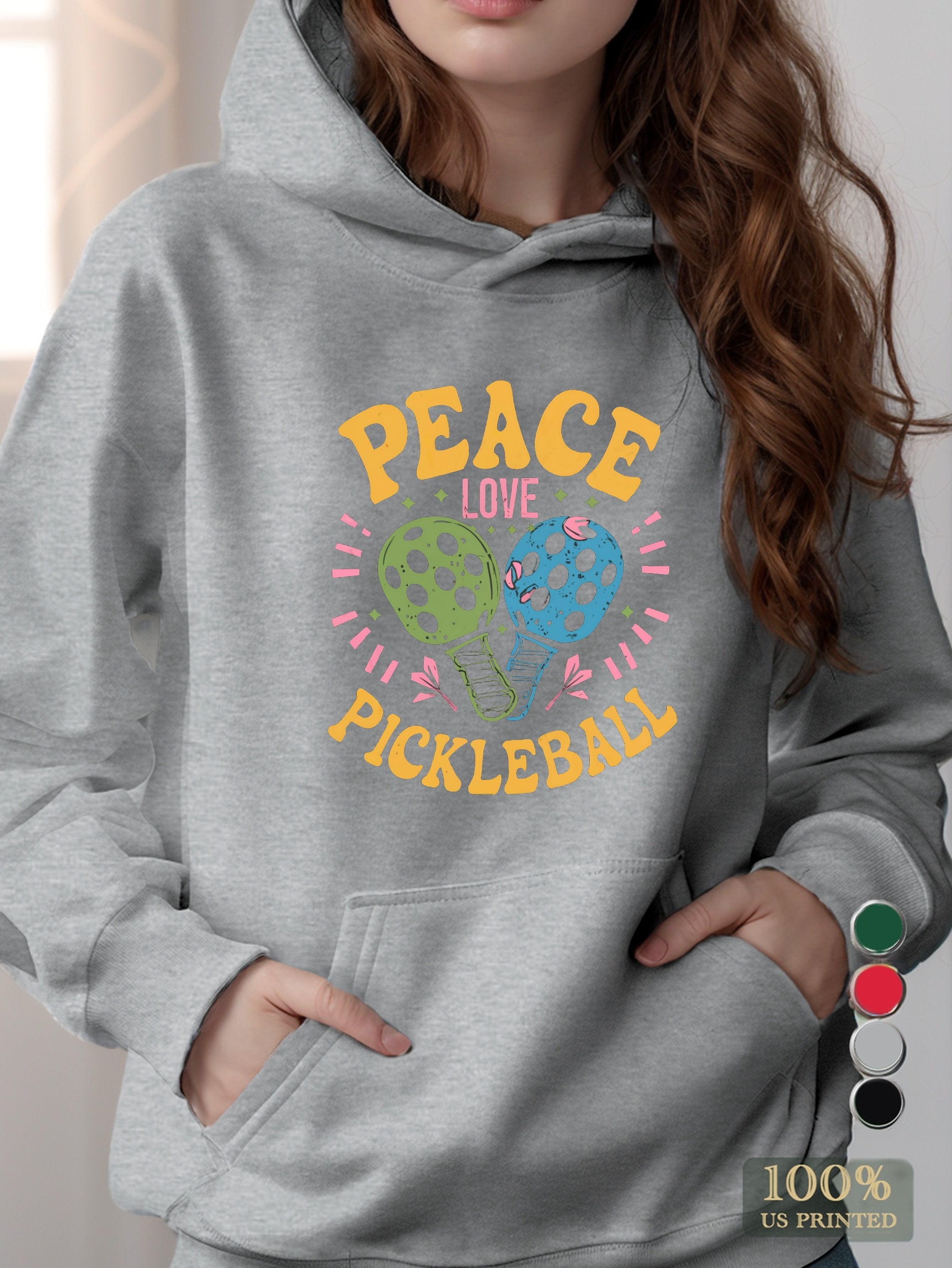 Peace Love Pickleball women's hooded sweatshirt