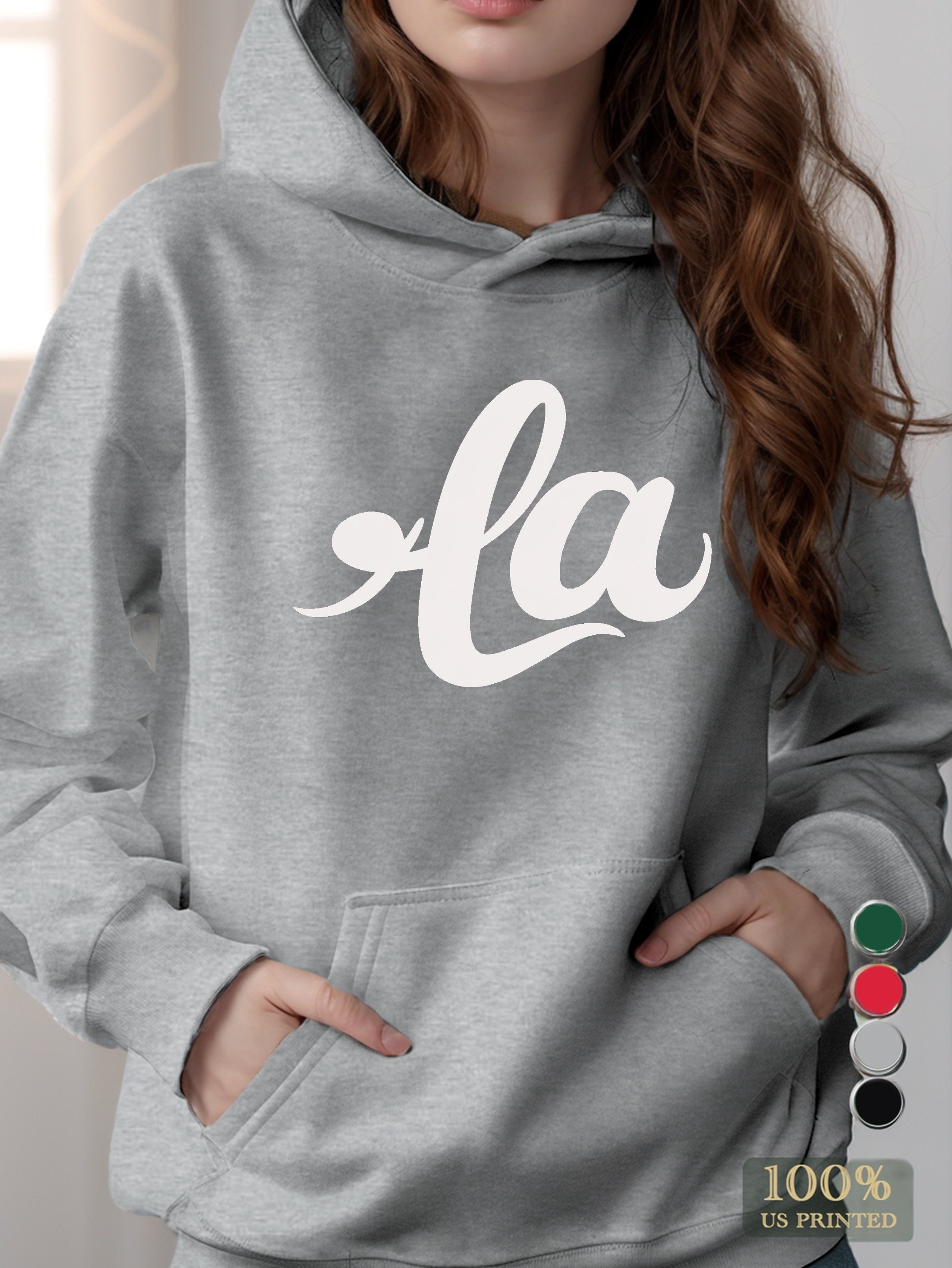 la in elegant cursive women's hooded sweatshirt