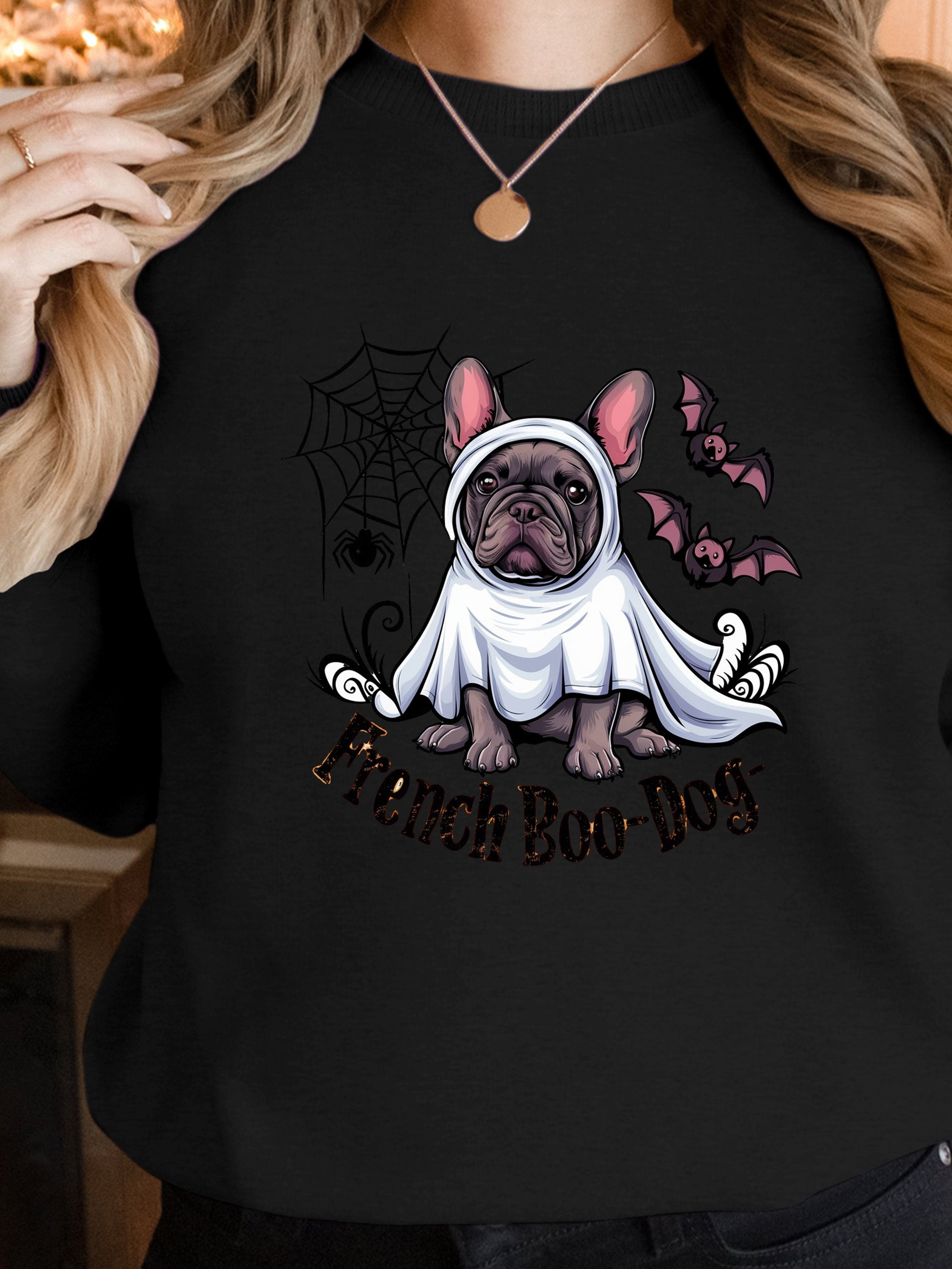 French Boo Dog Halloween T shirt women's sweatshirts