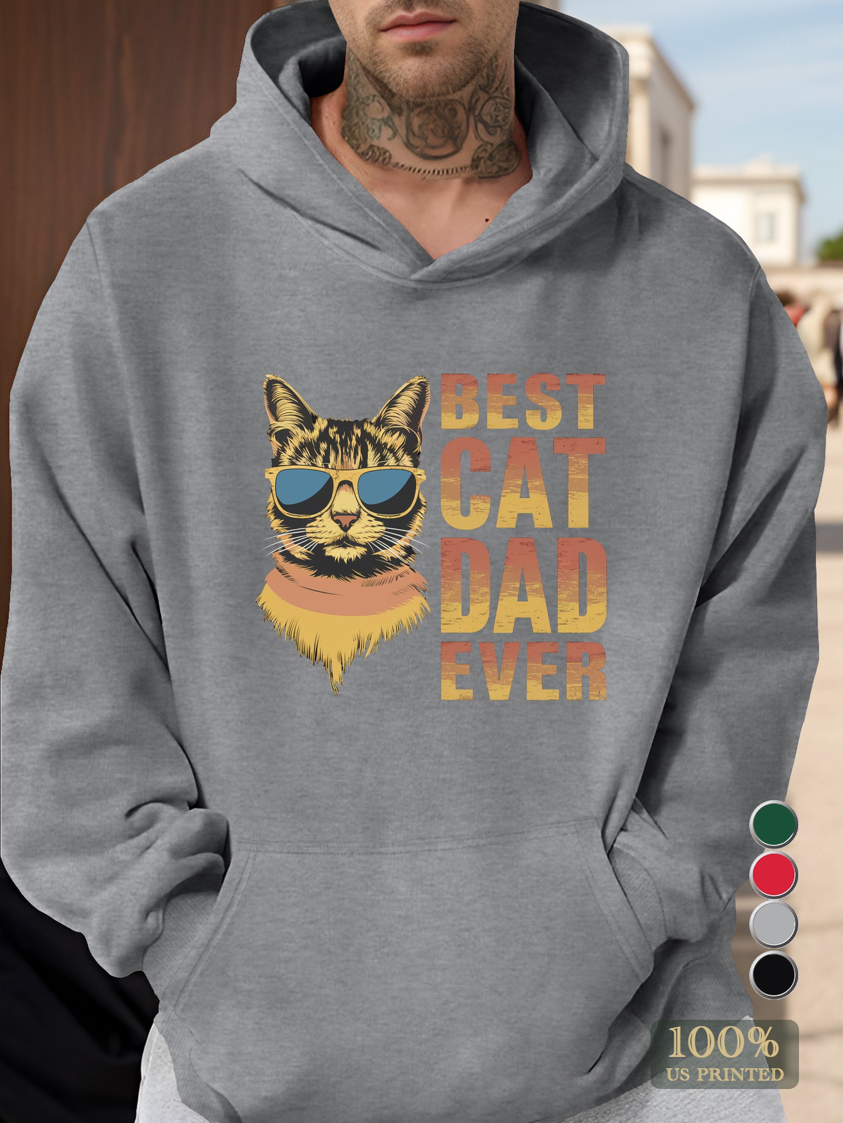 Best Cat Dad Ever Men's hooded sweatshirt