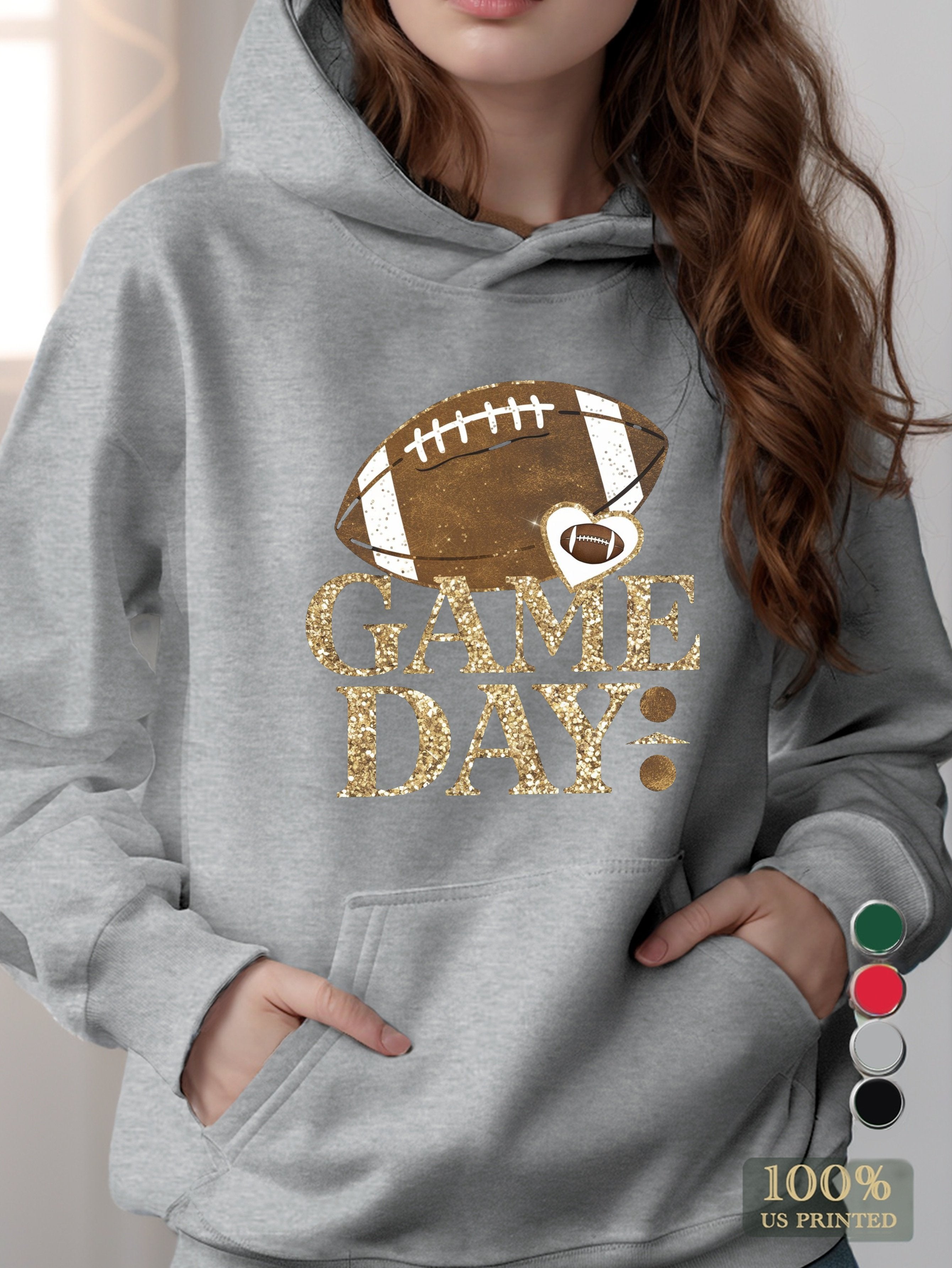 Vintage football graphic design women's hooded sweatshirt