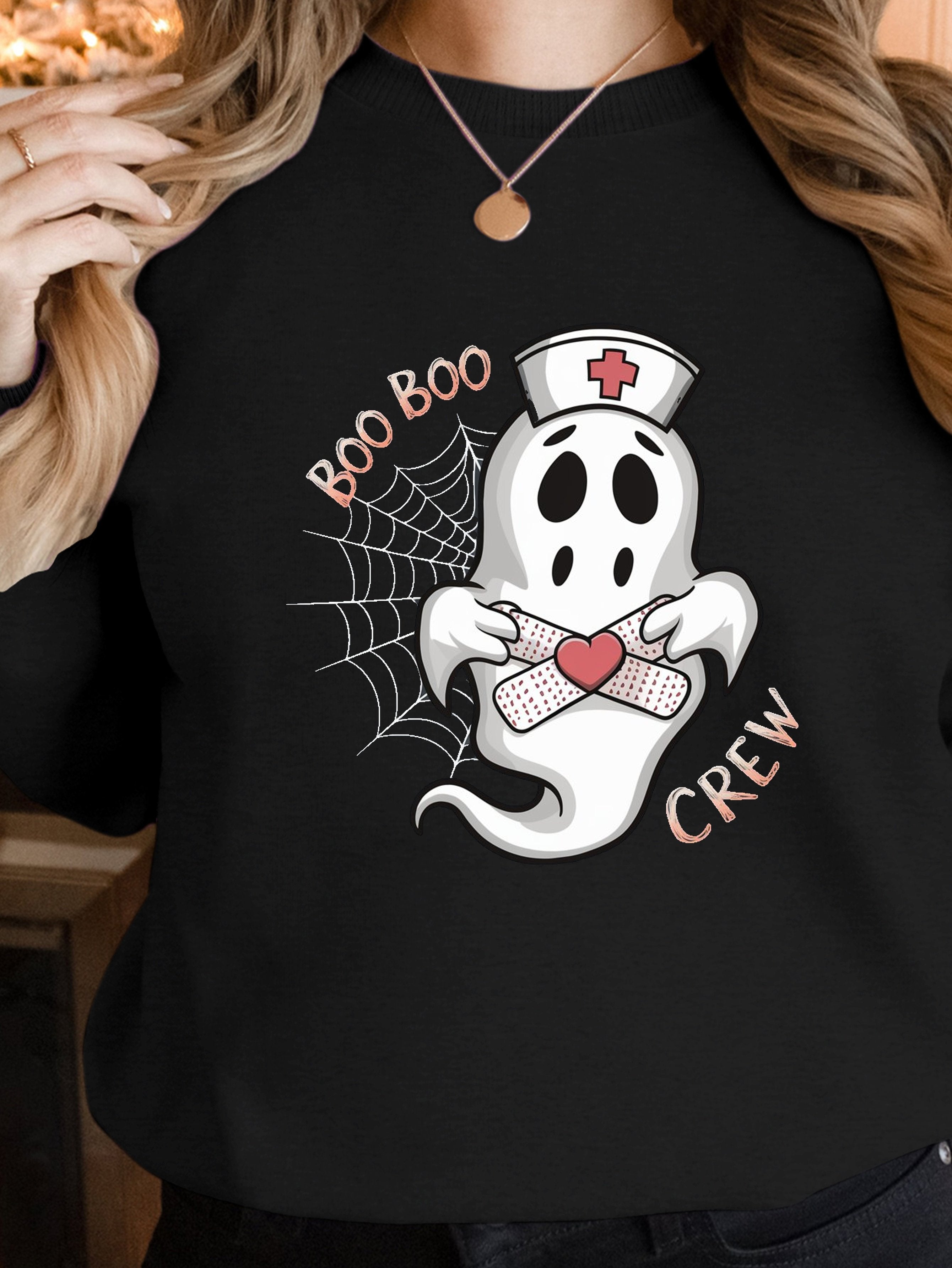 cartoon ghost nurse women's sweatshirts