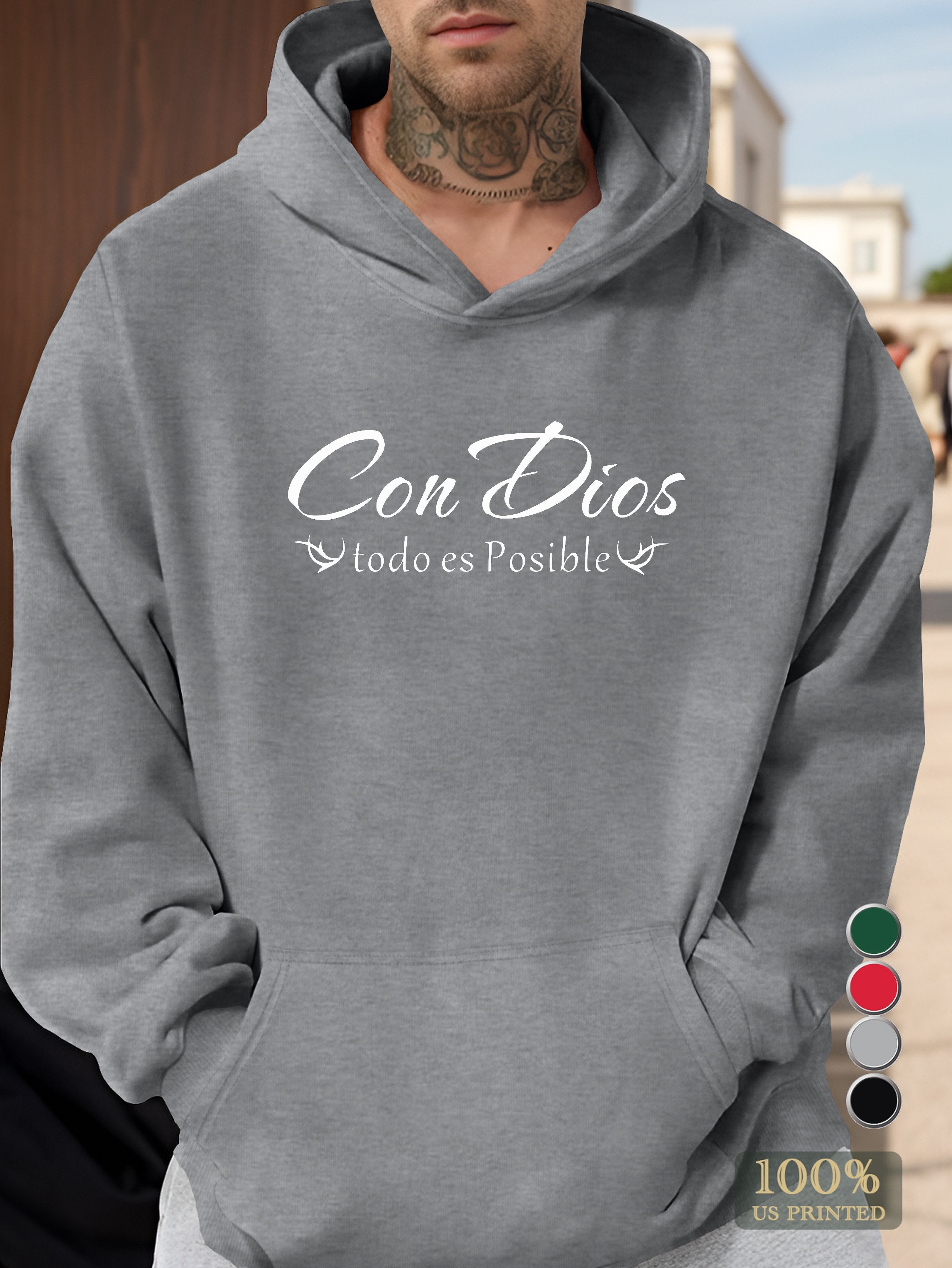 CON DIOS Men's hooded sweatshirt