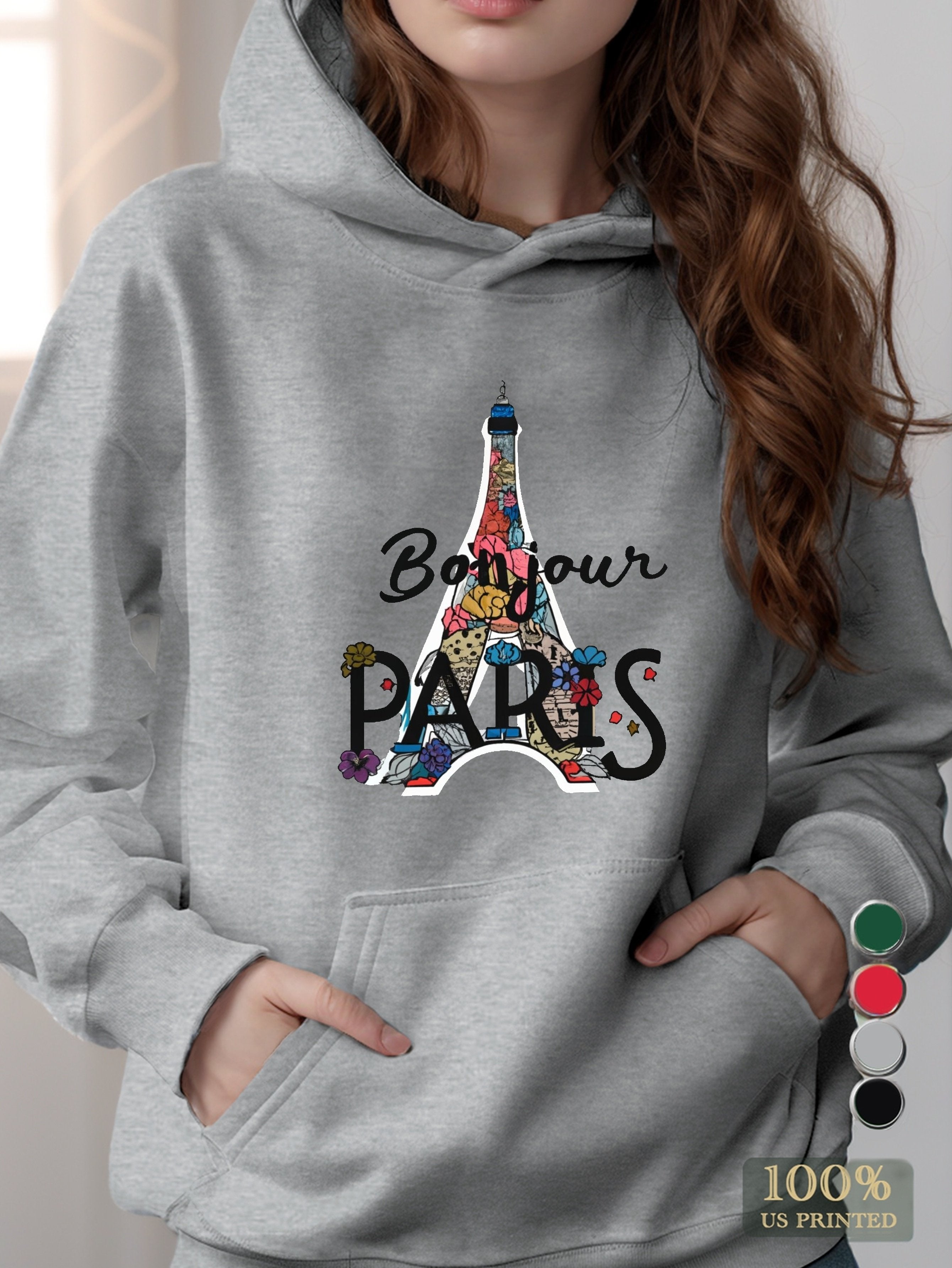 Hello Paris Typography women's hooded sweatshirt