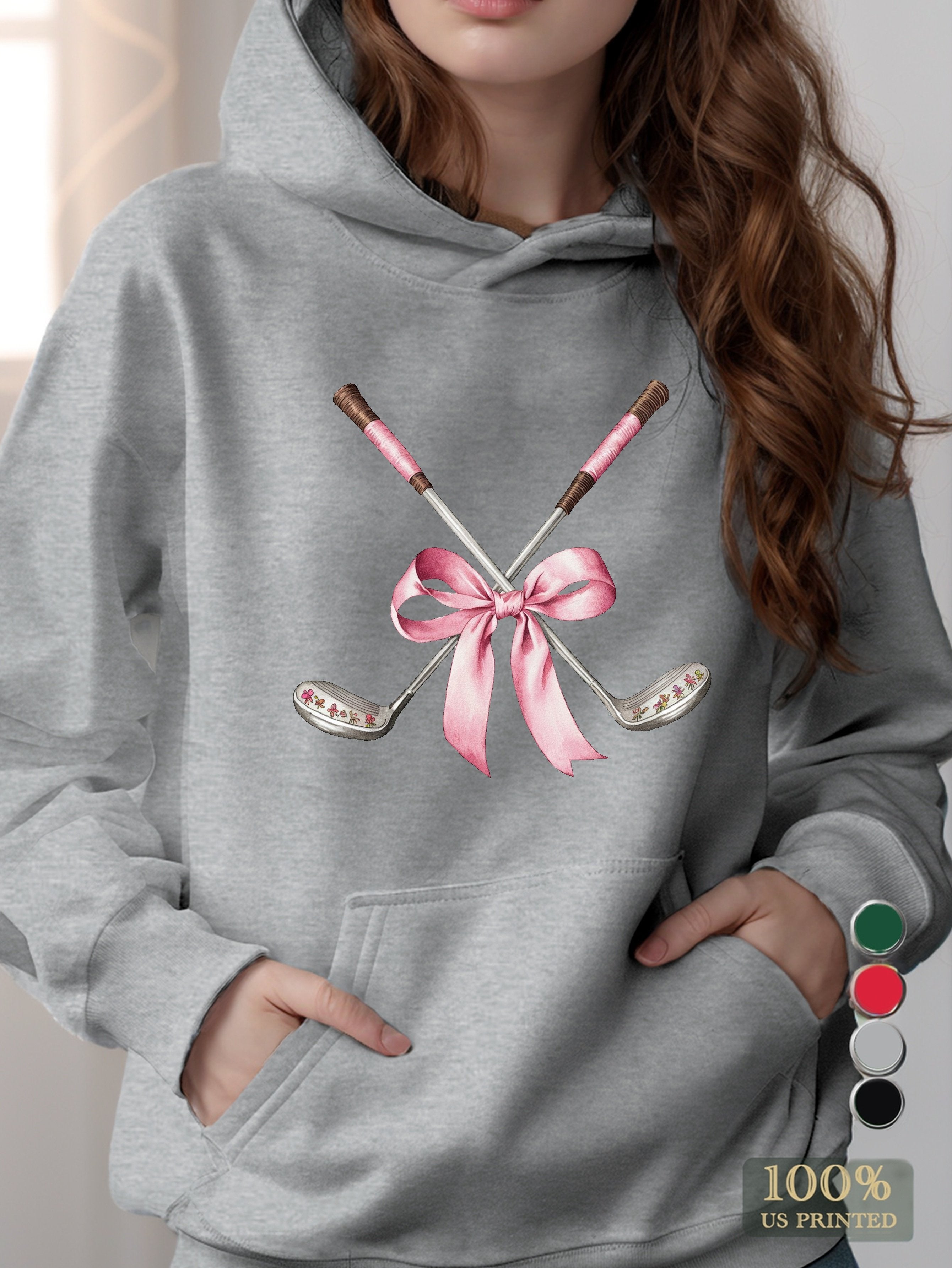 vintage golf club illustration women's hooded sweatshirt