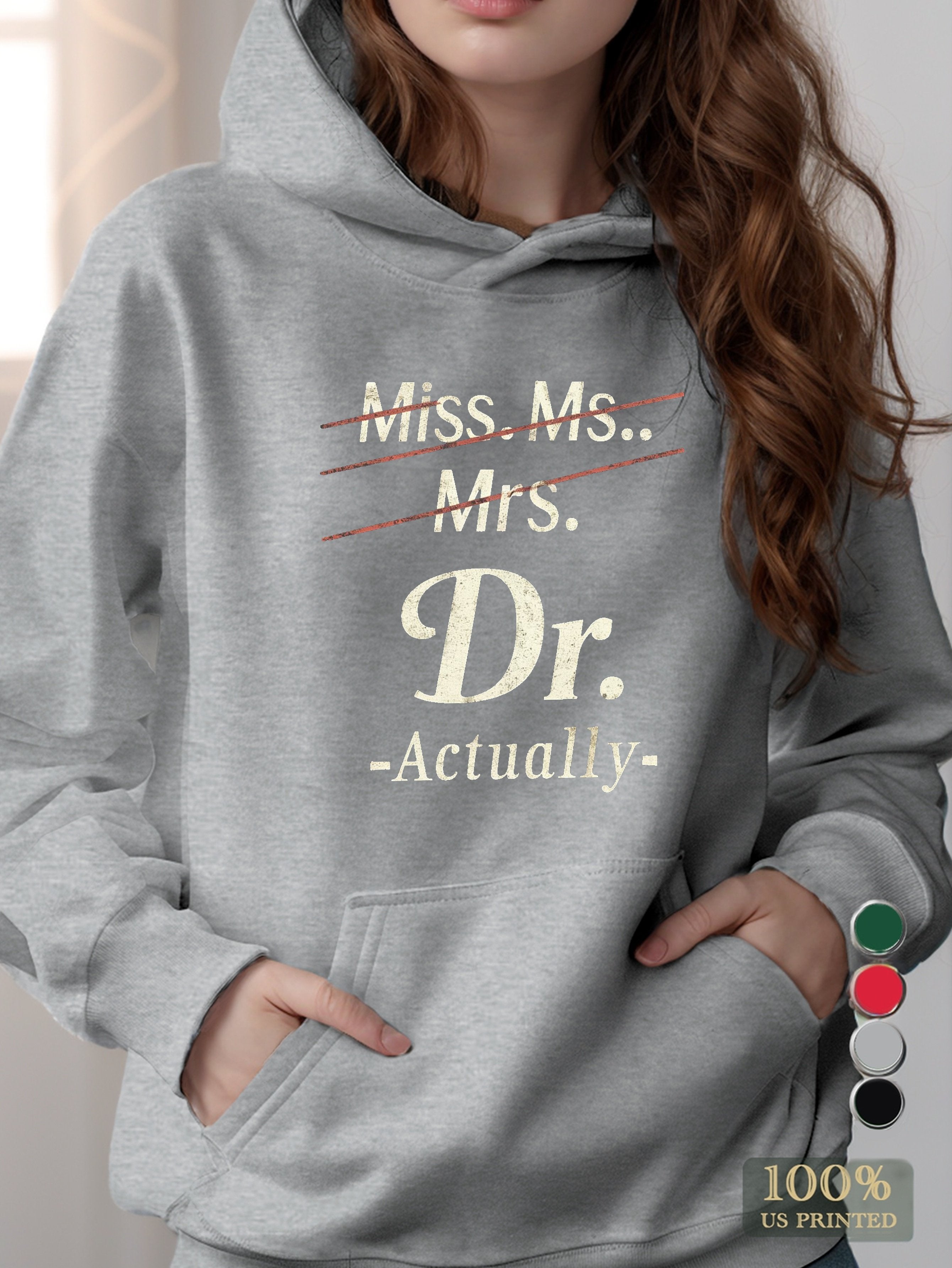 Dr with strikethrough titles women's hooded sweatshirt