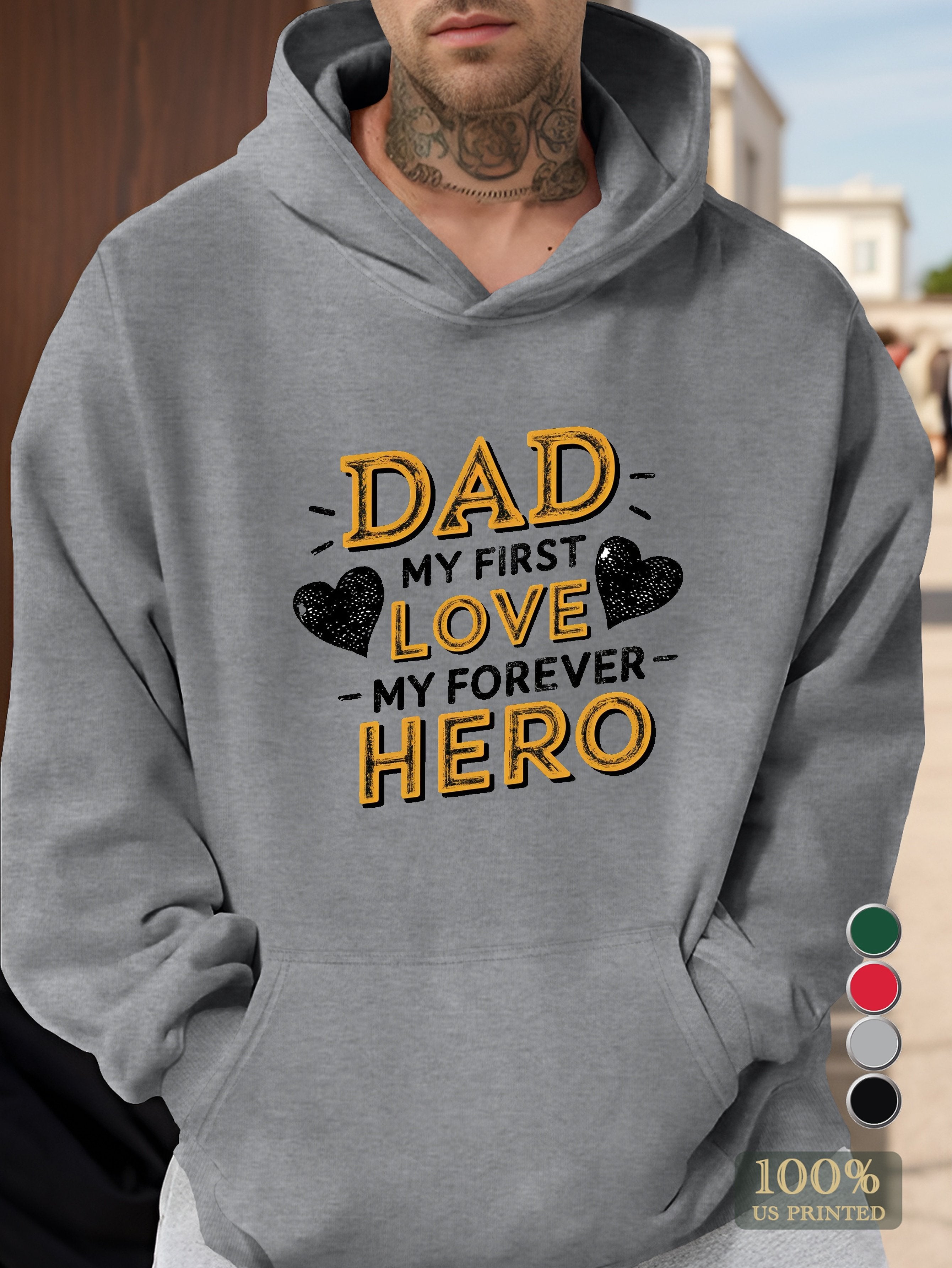 DAD hero love heart Men's hooded sweatshirt