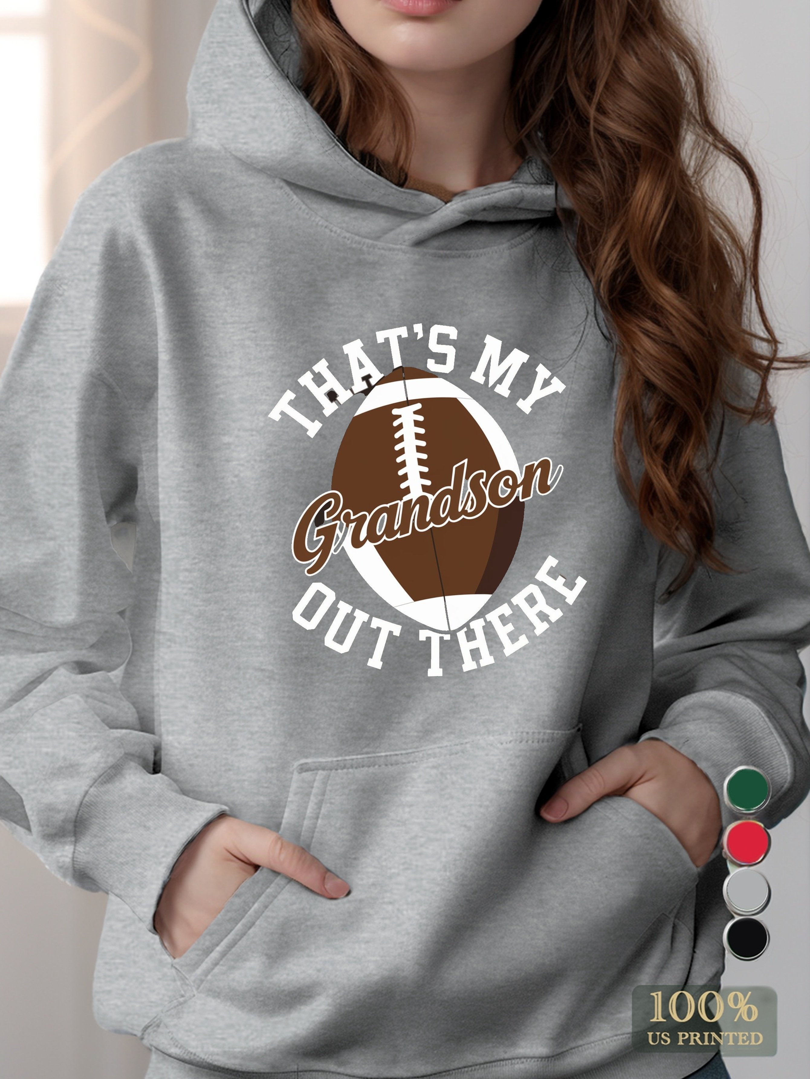 Grandson football illustration women's hooded sweatshirt