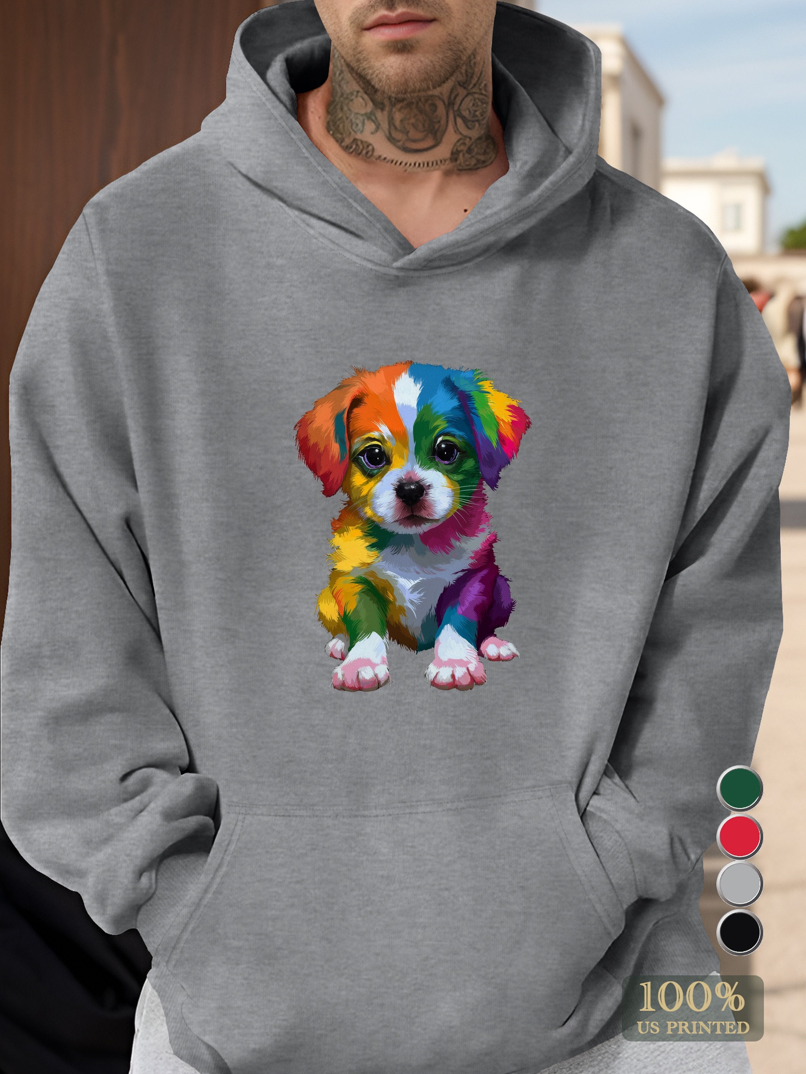 Colorful Puppy Men's hooded sweatshirt
