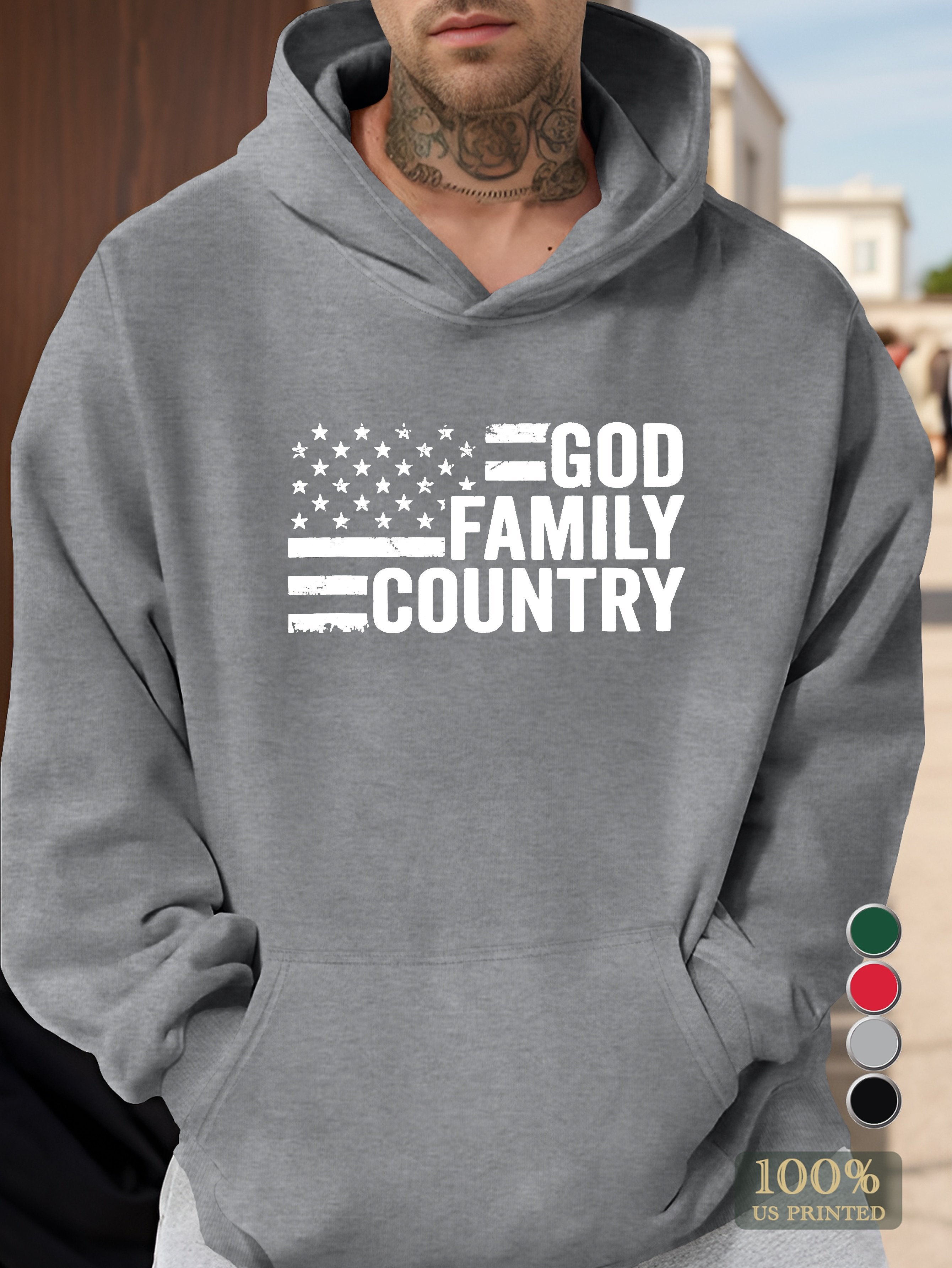 GOD FAMILY COUNTRY Men's hooded sweatshirt