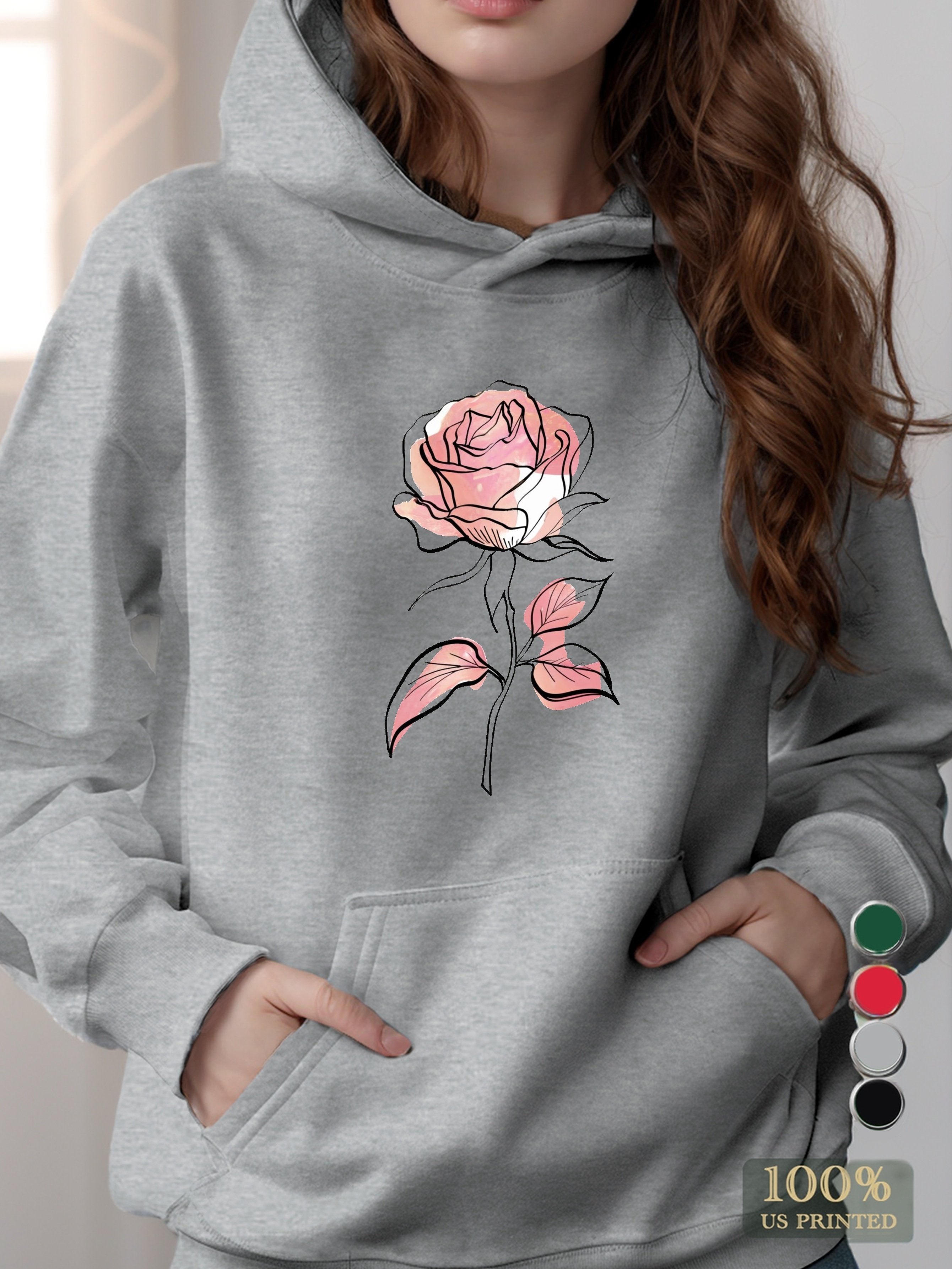 Minimalistic Rose women's hooded sweatshirt