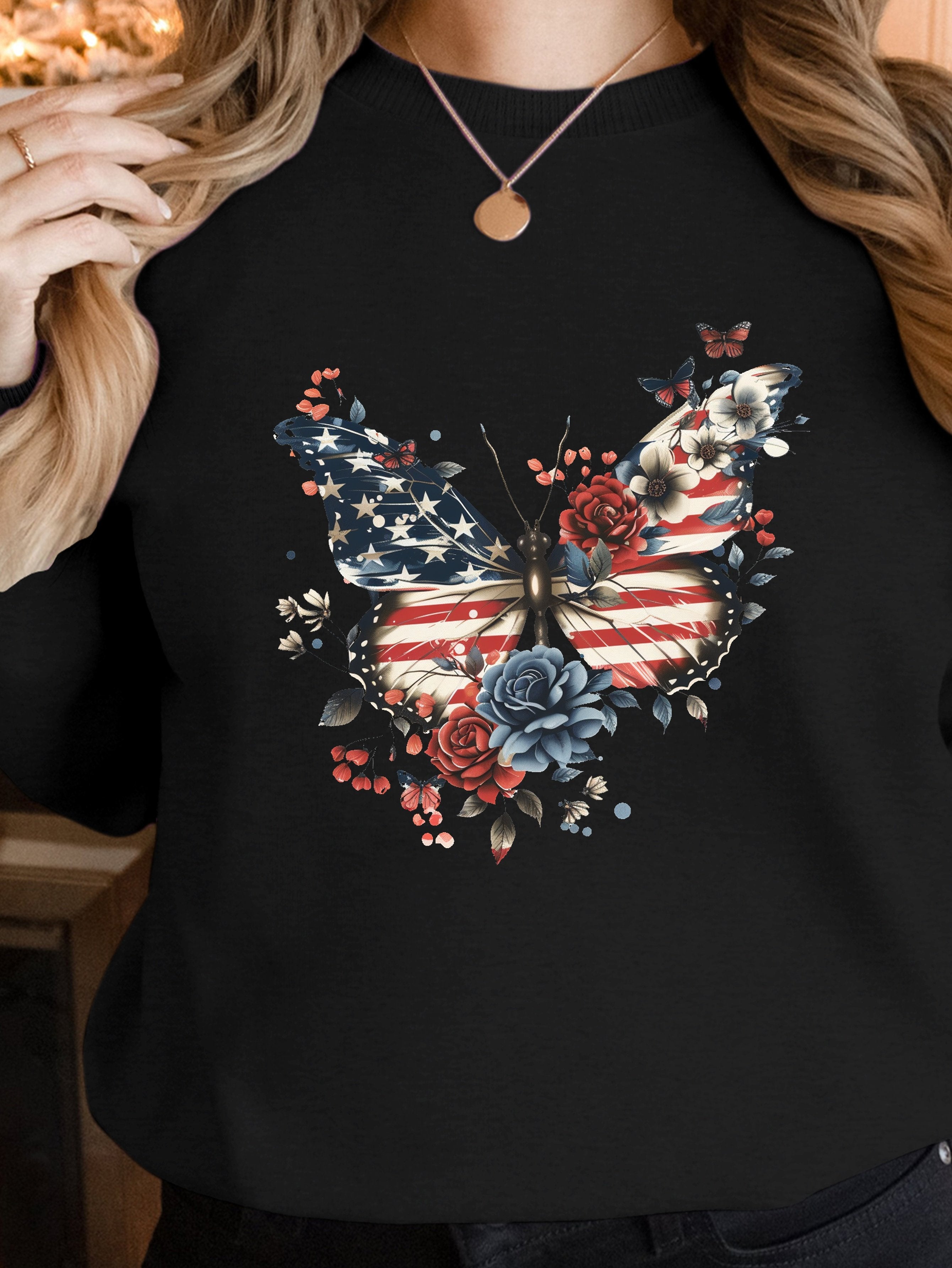 Patriotic Butterfly Art women's sweatshirts