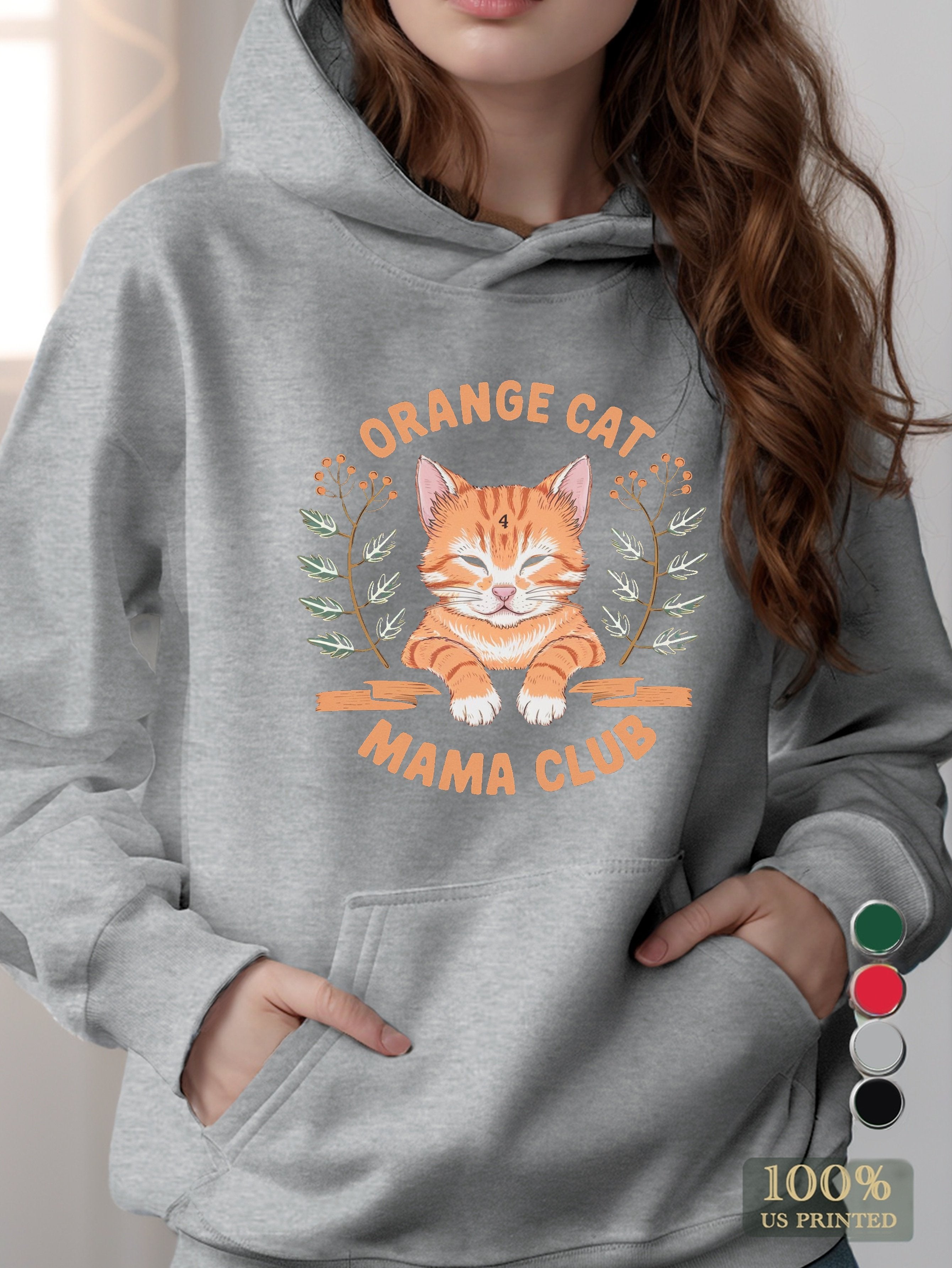 Orange Cat women's hooded sweatshirt