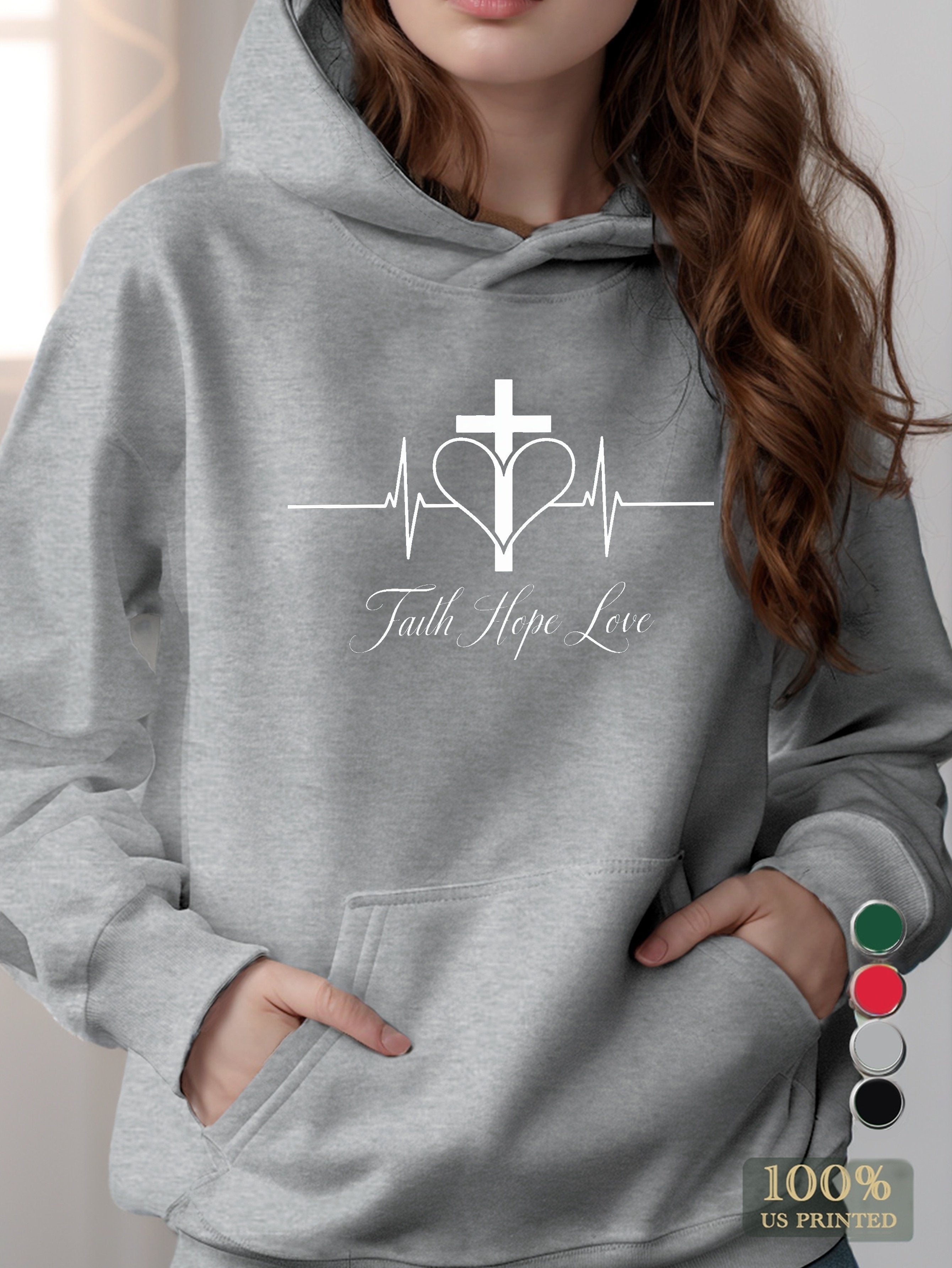 Faith Hope Love design women's hooded sweatshirt