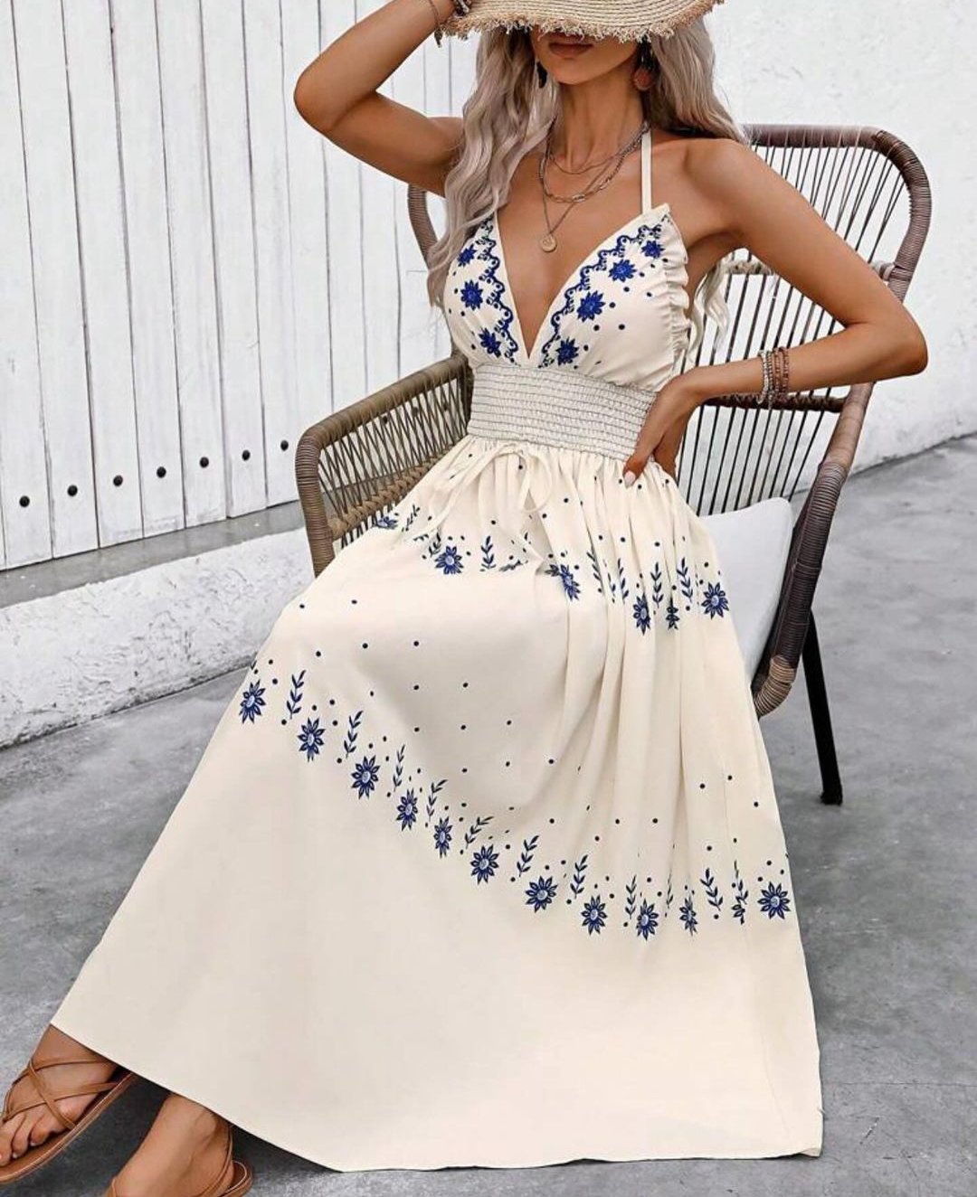 Women Summer Vacation Style Printed Dress